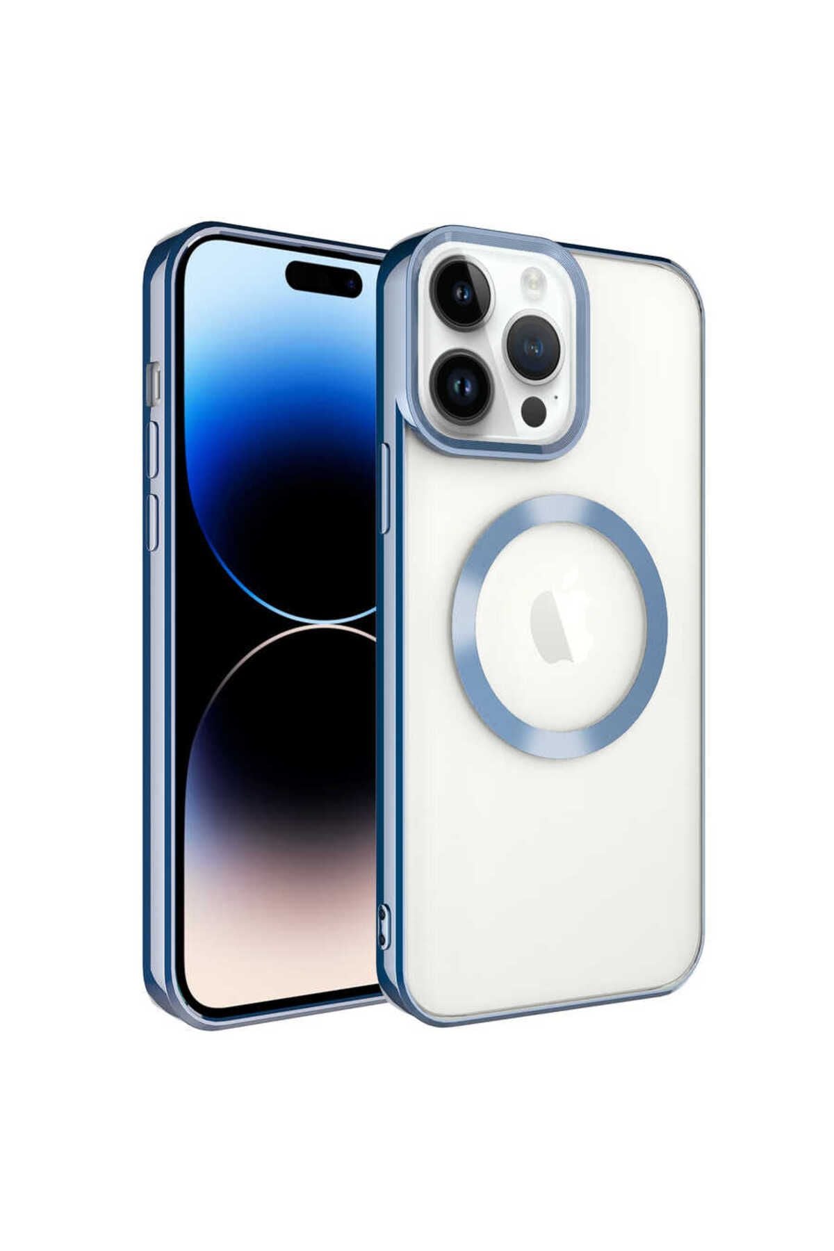 iPhone 14 Pro Uyumlu Magsafe Wireless Şarj Özellikli Zore Setro Silikon-Gümüş