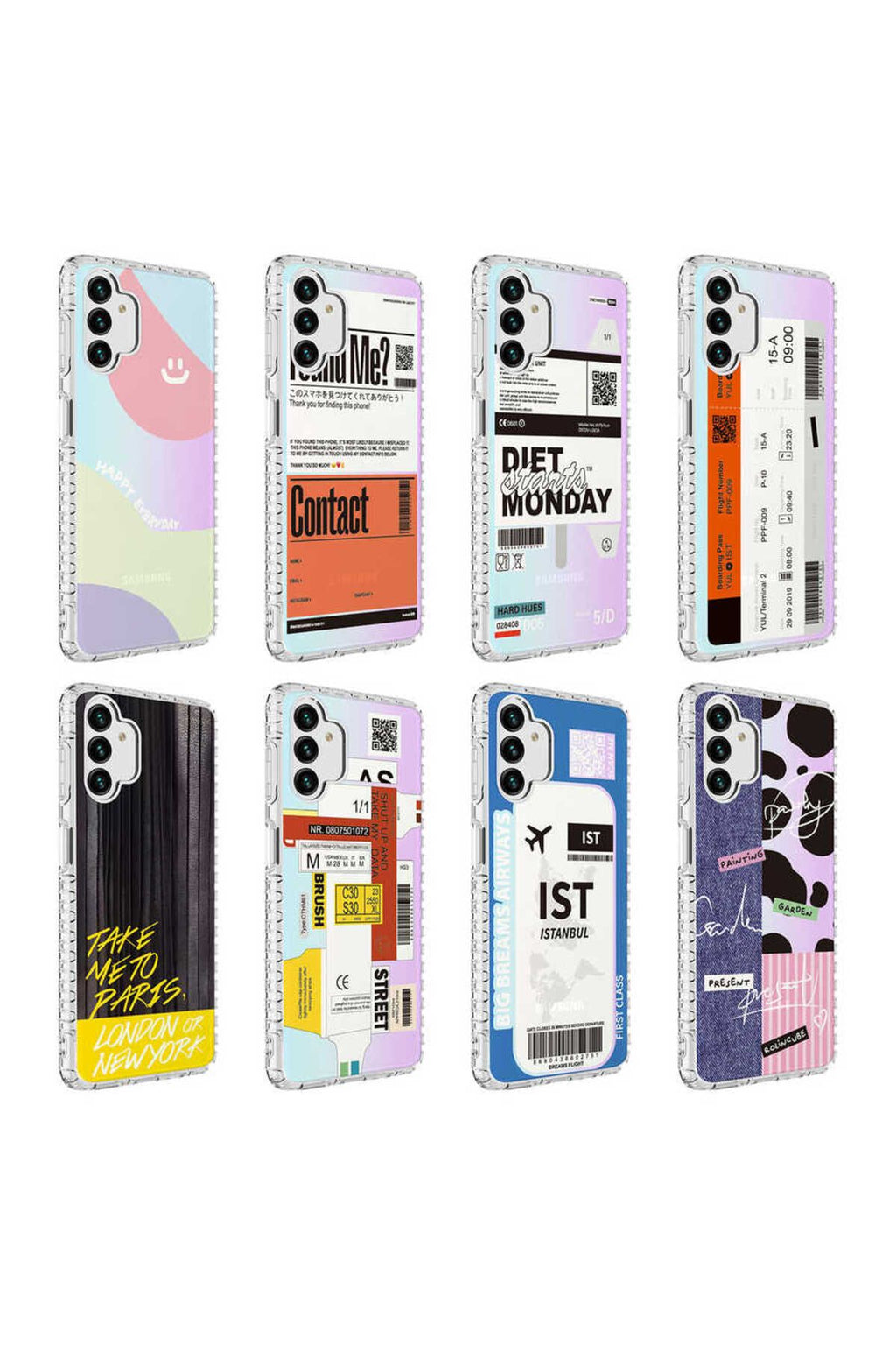 Galaxy A13 4G Kılıf Airbag Kenarlı Renkli Desenli Silikon Zore Elegans Kapak - NO3