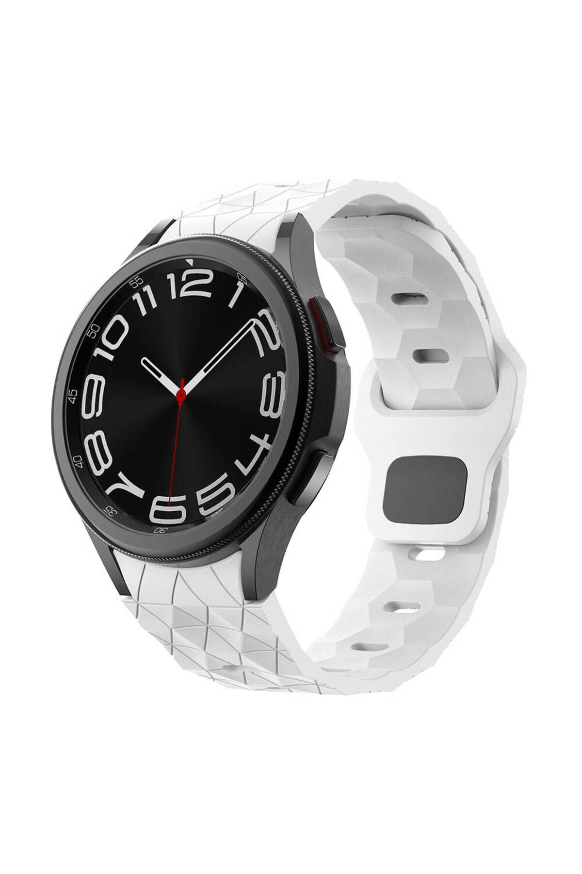 Galaxy Watch 6 40mm Zore KRD-116 20mm Futbol Desenli Spor Tasarımlı Silikon Kordon-Beyaz