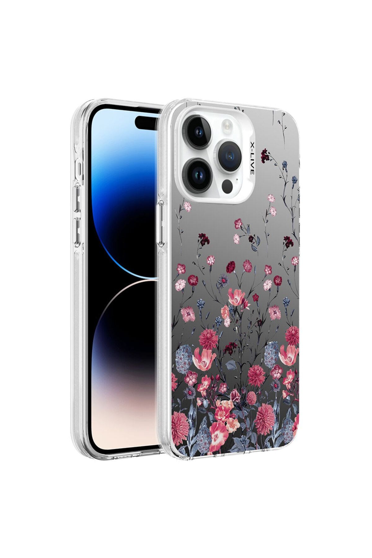 iPhone 14 Pro Uyumlu Desenli Zore Silver Sert Kılıf-Mottolar