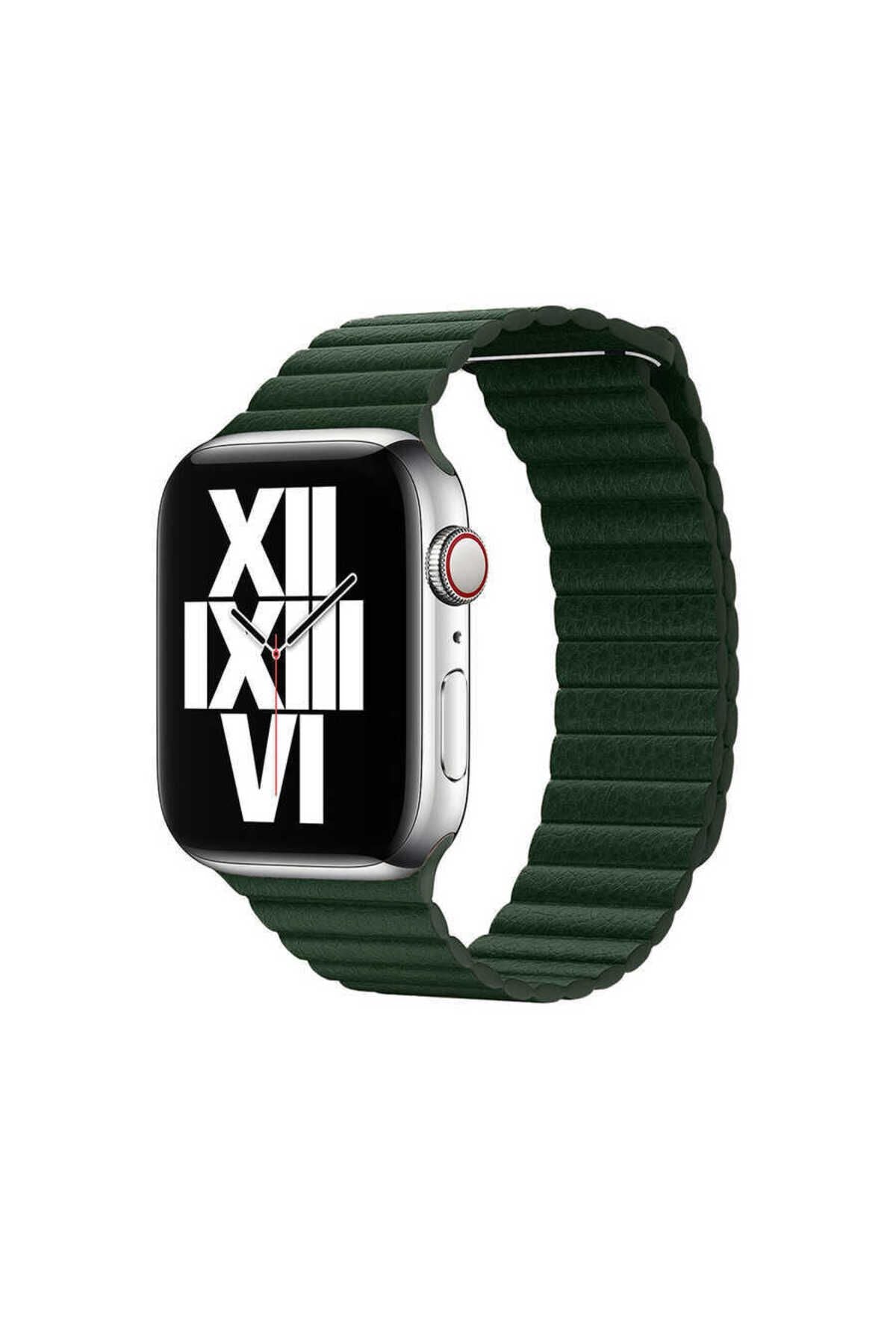 Watch Ultra 49mm Kordon Uyumlu KRD-09 Deri Lop Strap Kayış CLO- Mavi