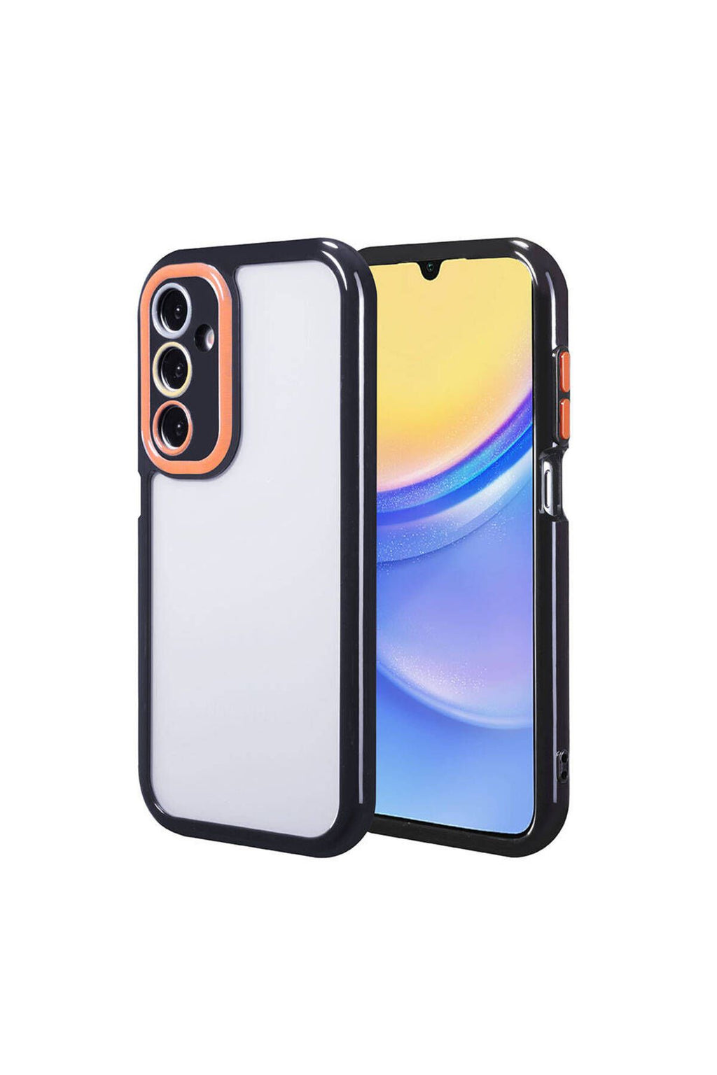 Galaxy A15 Kılıf Kamera Korumalı Renkli Kenar ve Çerçeve Tasarımlı Zore Vitamin Kapak-Siyah