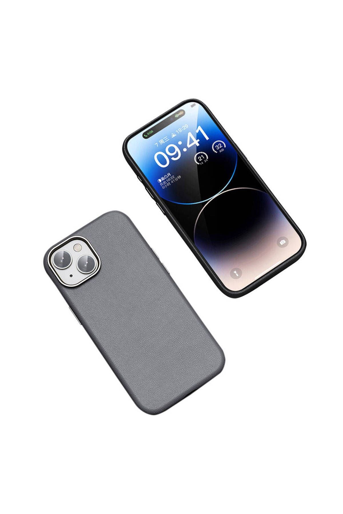 iPhone 15 Kılıf Magsafe Şarj Özellikli PU Deri Zore Adora Kapak-Koyu Gri