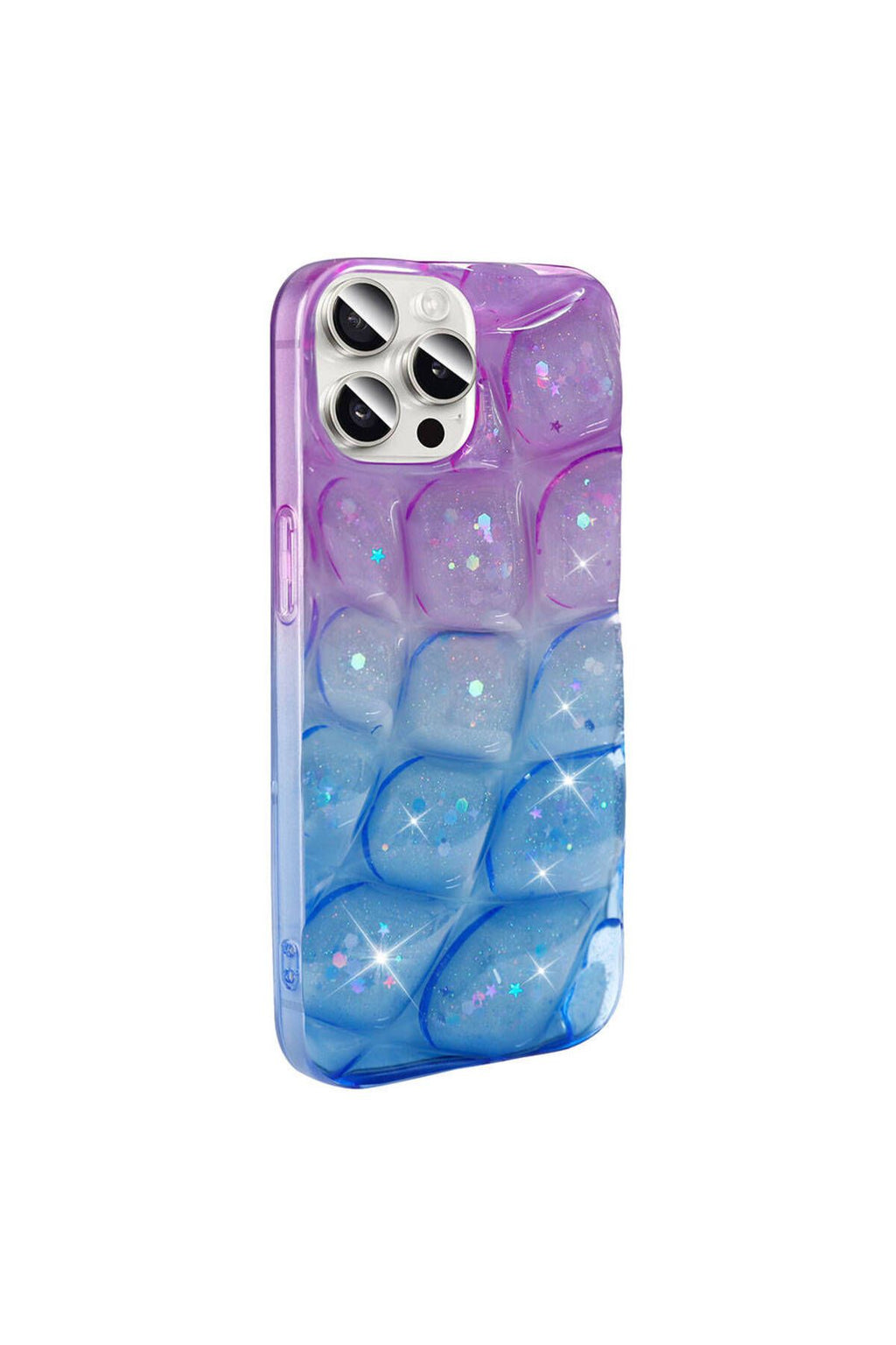 iPhone 15 Pro Kılıf Simli 3D Desenli Zore Hacar Kapak - Mor-Mavi