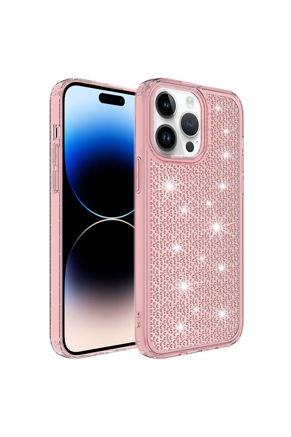 iPhone 14 Pro Uyumlu AiHTTgli Parlak Tasarımlı Zore Snow Kılıf-Pembe