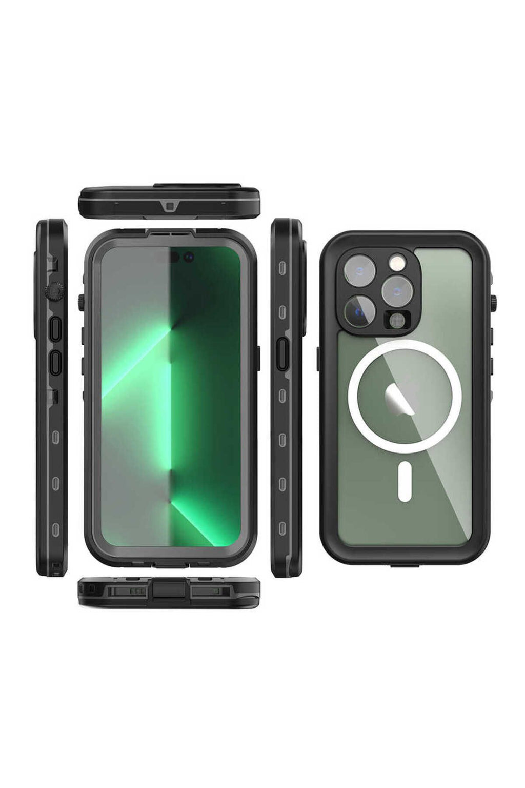 iPhone 14 Pro Uyumlu 1-1 Su Geçirmez Kılıf-Siyah