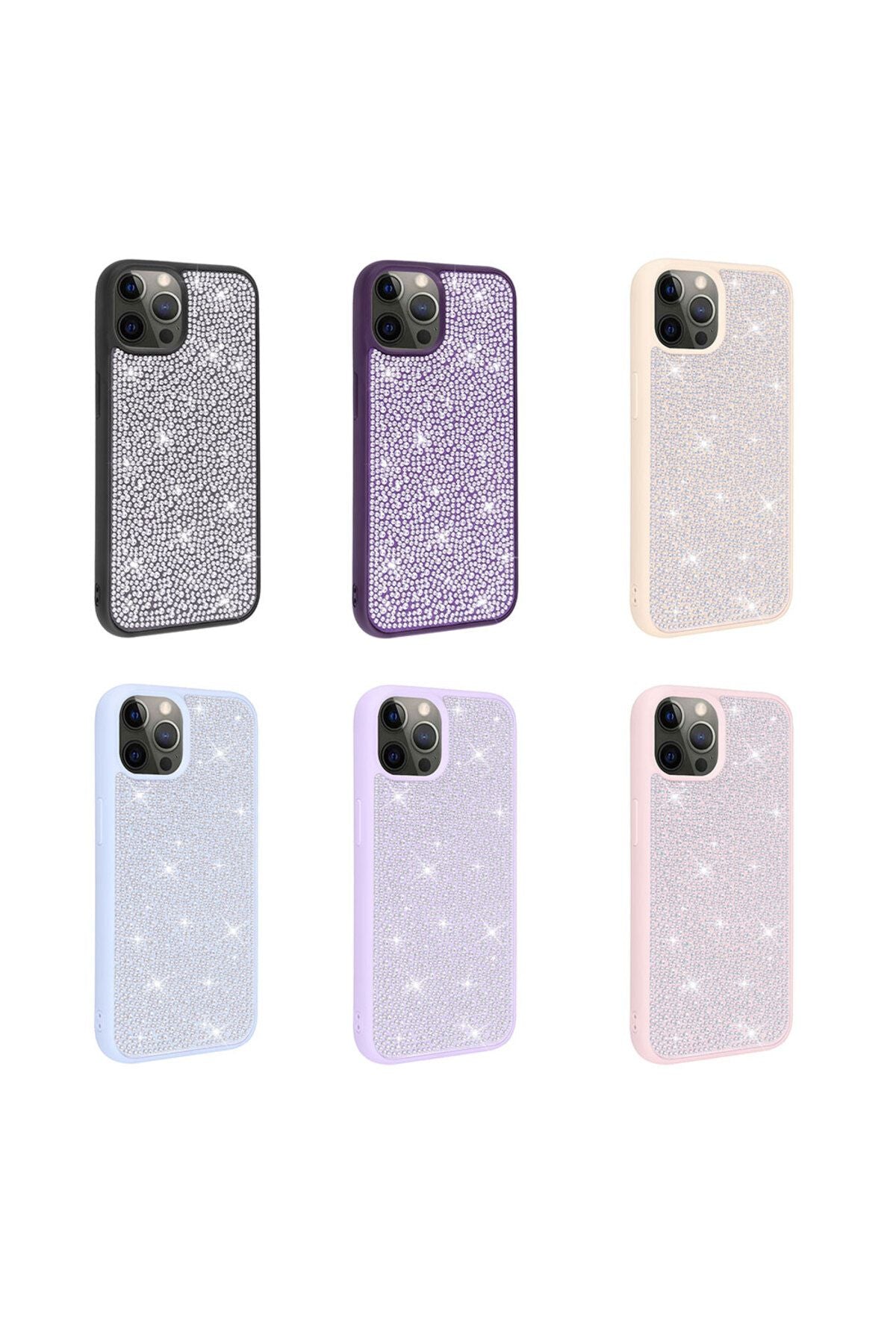 iPhone 14 Pro Uyumlu Parlak Taşlı Tasarım Zore Ston Kılıf-Pembe