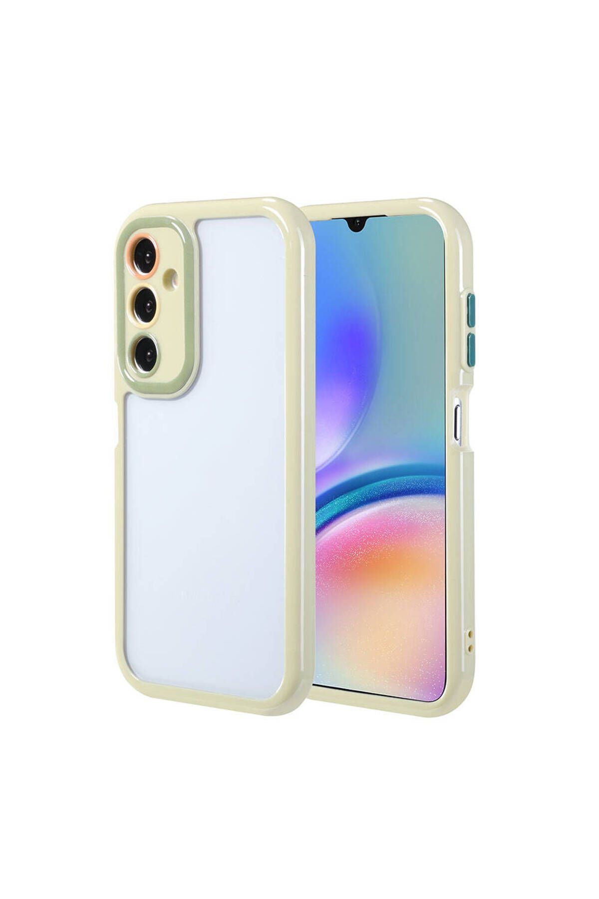 Galaxy A05S Kılıf Kamera Korumalı Renkli Kenar ve Çerçeve Tasarımlı Zore Vitamin Kapak-Yeşil