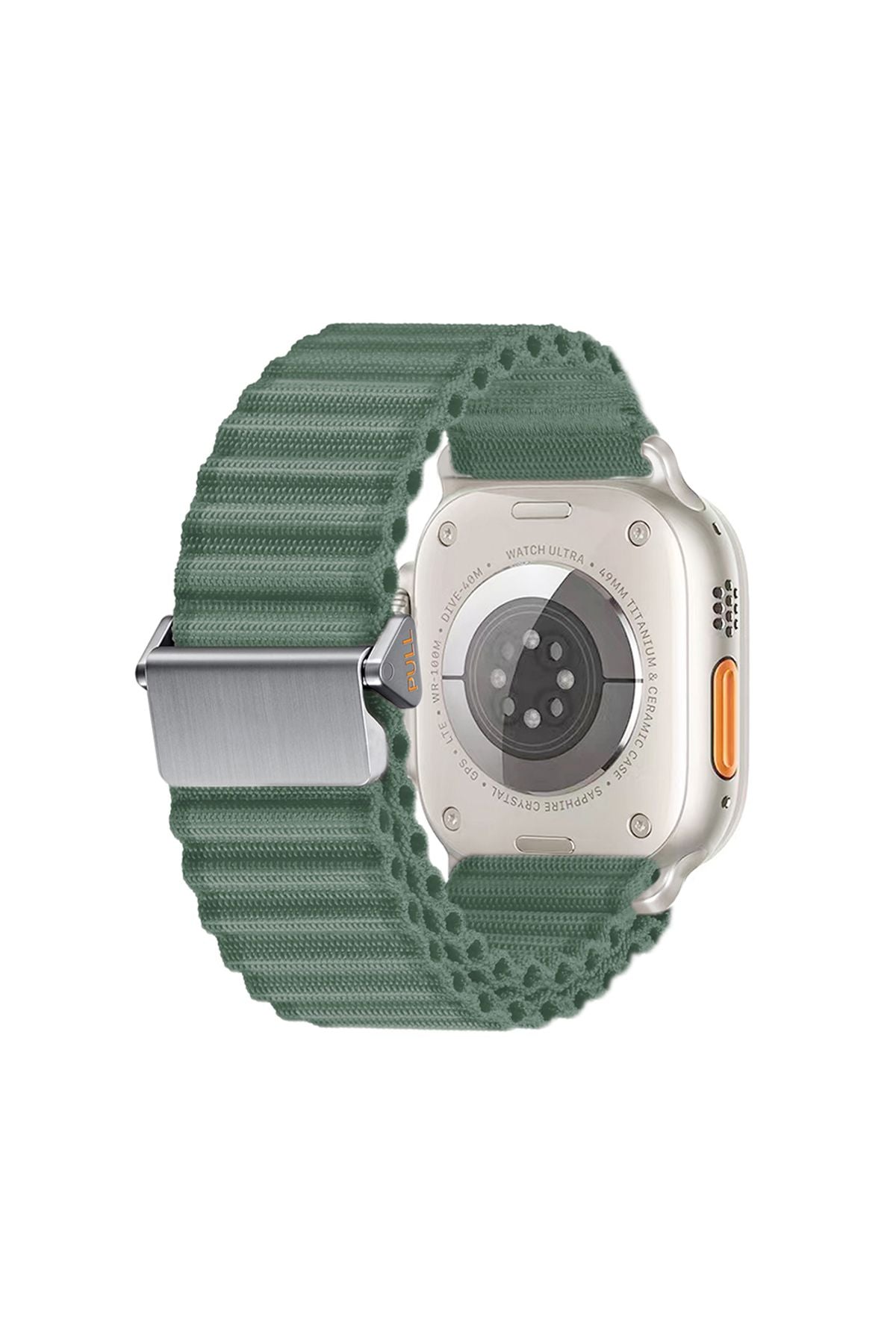 Watch Ultra 49mm Uyumlu Zore KRD-123 Naylon Kumaş Hasır Örgülü Kordon-Beyaz