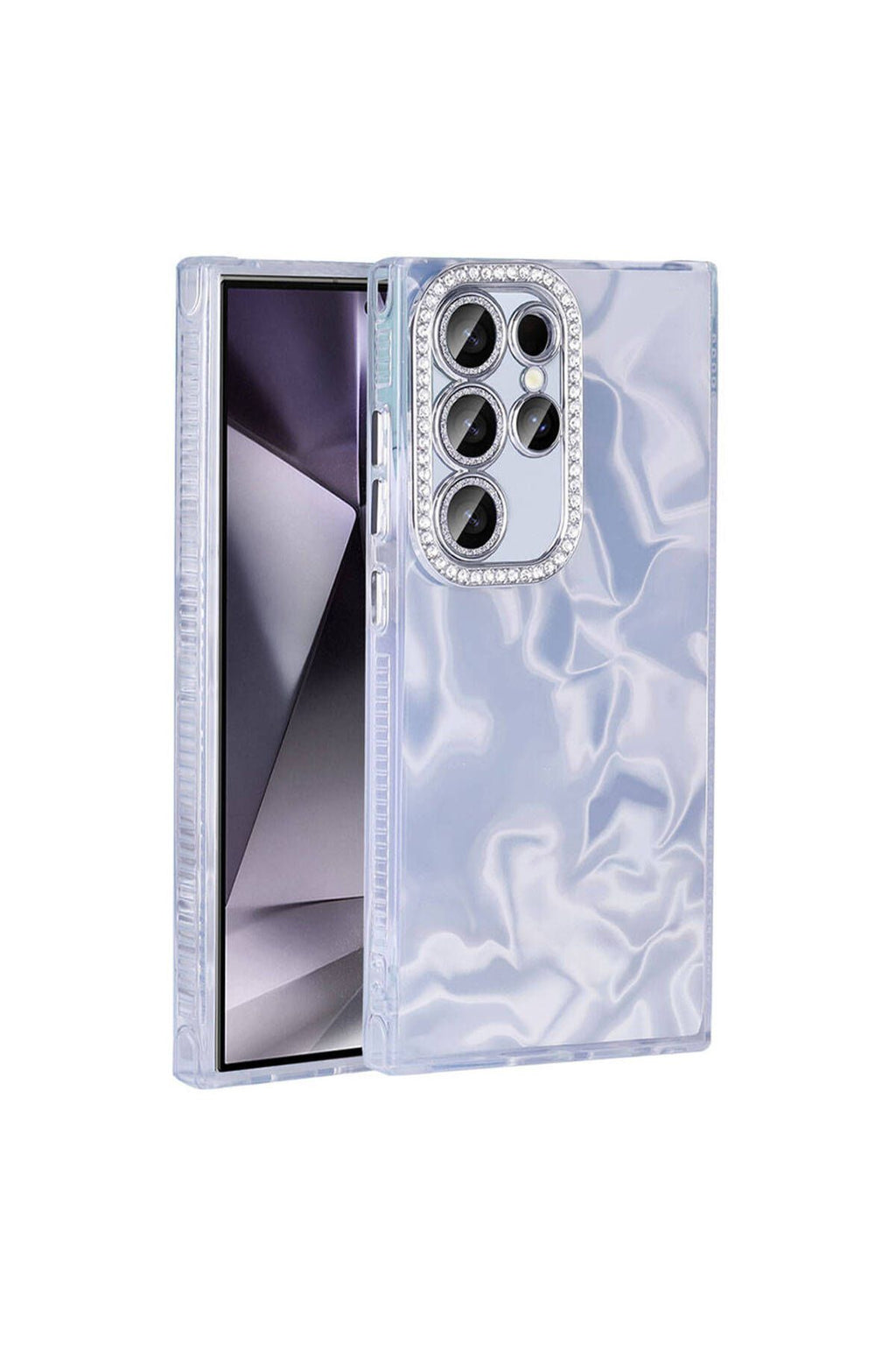 Galaxy S23 Ultra Kılıf Airbagli Parlak Taş Detay Tasarımlı Zore Esila Kapak - Pembe