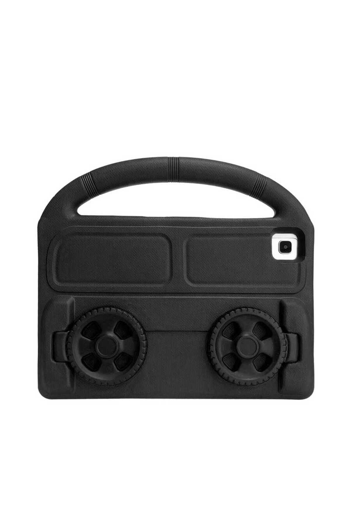 Galaxy T720 Tab S5E Zore Wheel Car Tekerlek Standlı Tablet Eva Silikon Kılıf - Pembe Koyu