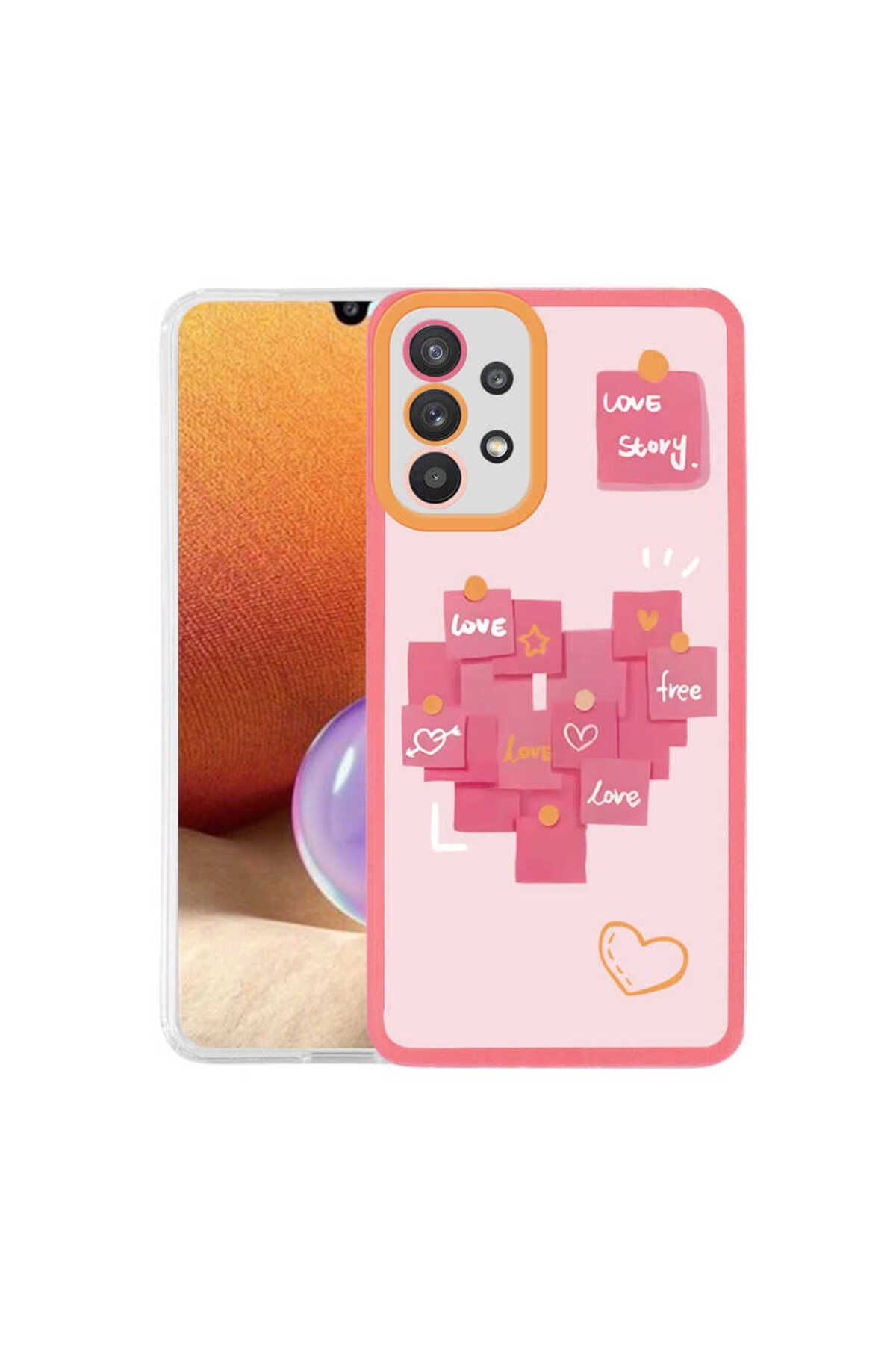 Galaxy A32 4G Kılıf Zore M-Fit Desenli Kapak - Love Story No2