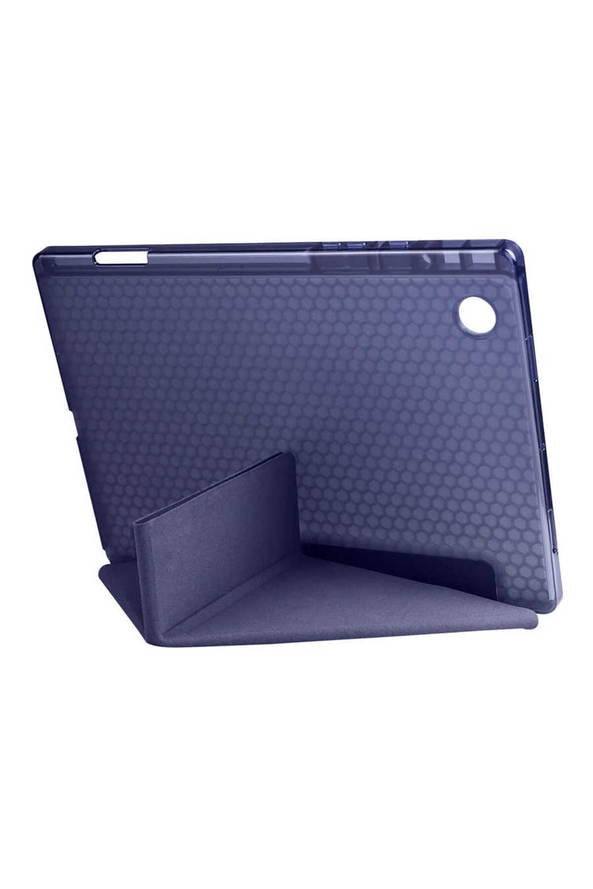 Galaxy Tab A8 10.5 SM-X200 (2021) Kılıf  Uyumlu Zore Tri Folding Kalem Bölmeli Standlı Kılıf-Siyah