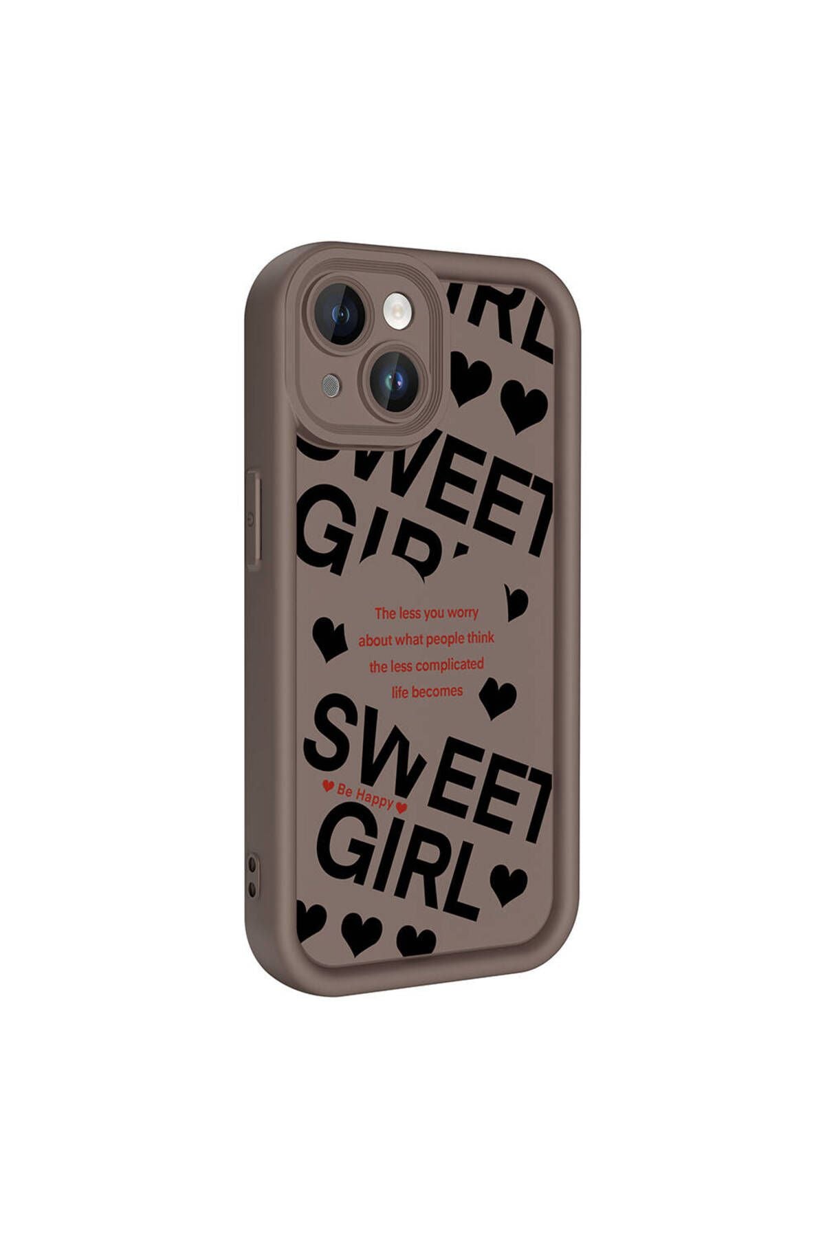 iPhone 15 Kılıf Kamera Korumalı Baskılı Arka Yüzey Zore Klas Kapak - Açık Kahve