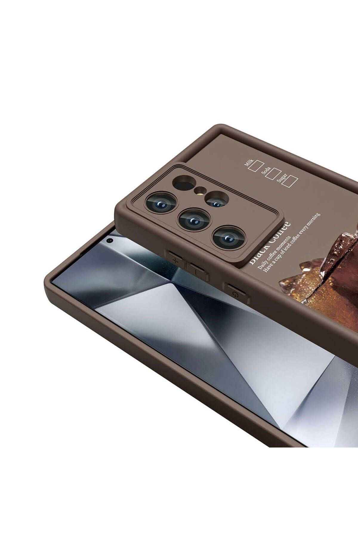 Galaxy S23 Ultra Kılıf Kamera Korumalı Baskılı Arka Yüzey Zore Klas Kapak - Açık Kahve