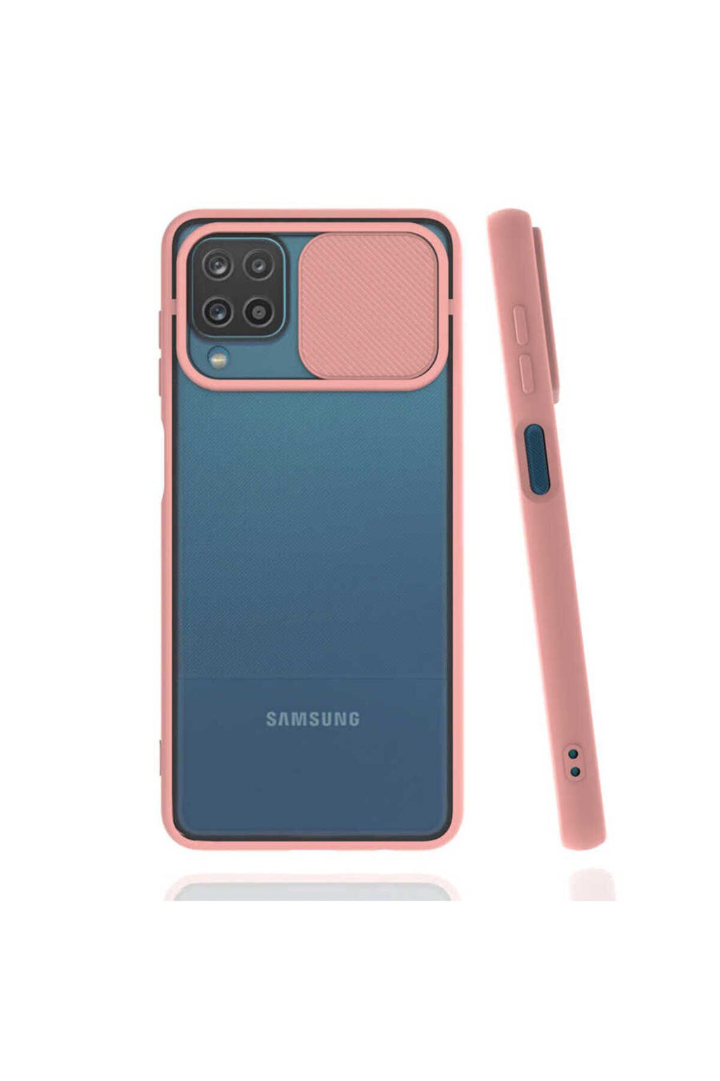 Galaxy A12 Kılıf Zore Lensi Kapak - Pembe Açık