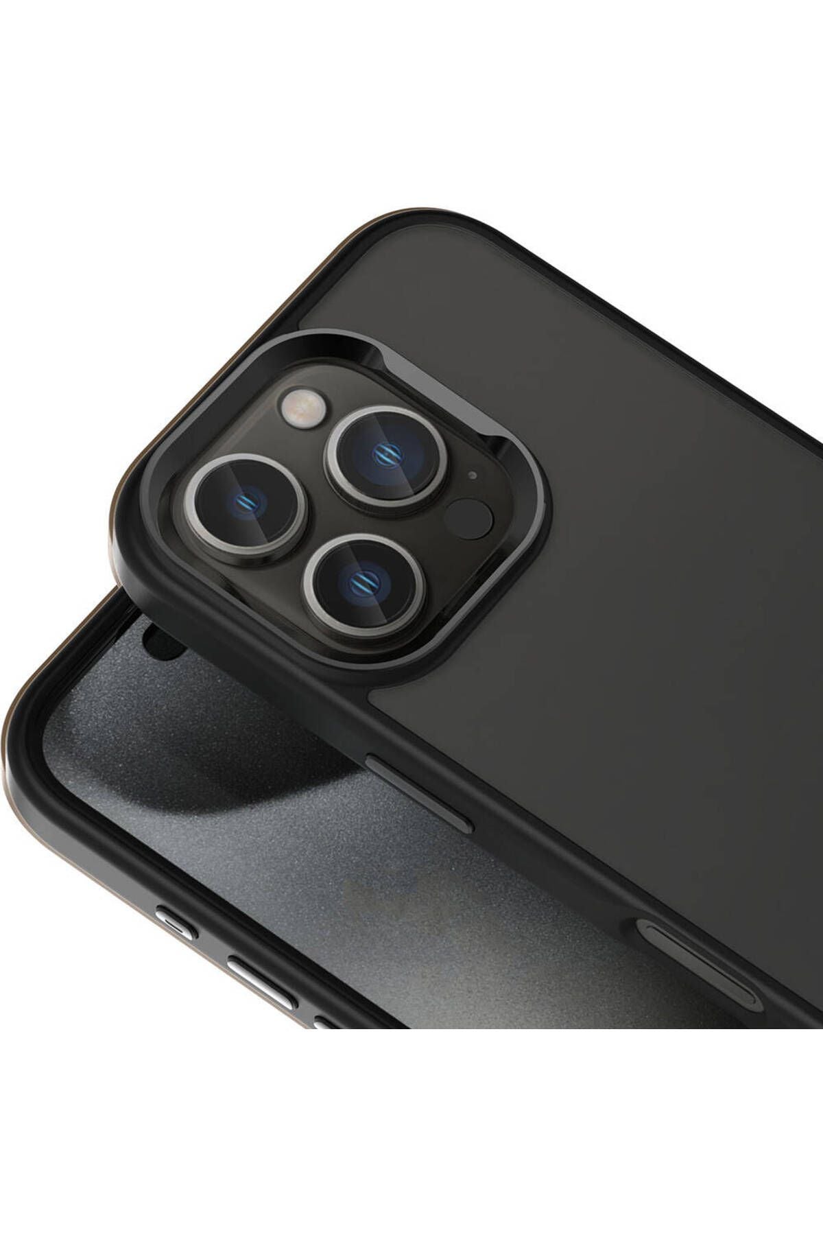 Apple iPhone 16 Pro Kılıf Magsafe Şarj Özellikli Parlak Kamera Çerçeveli Zore Kost Kapak-Siyah