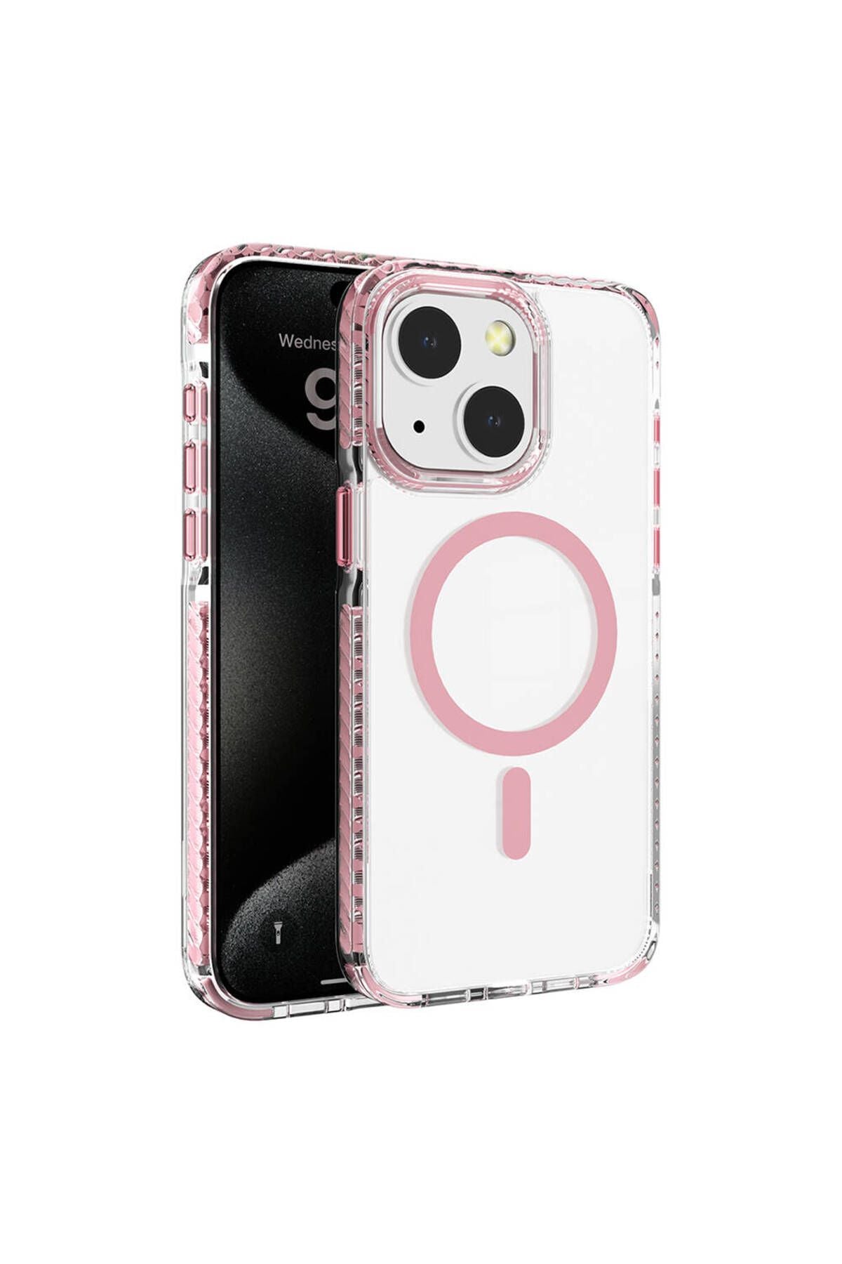 iPhone 15 Kılıf Magsafe Şarj Özellikli Airbagli Takılabilir Askı Aparatlı Zore Nana Kapak - Mor