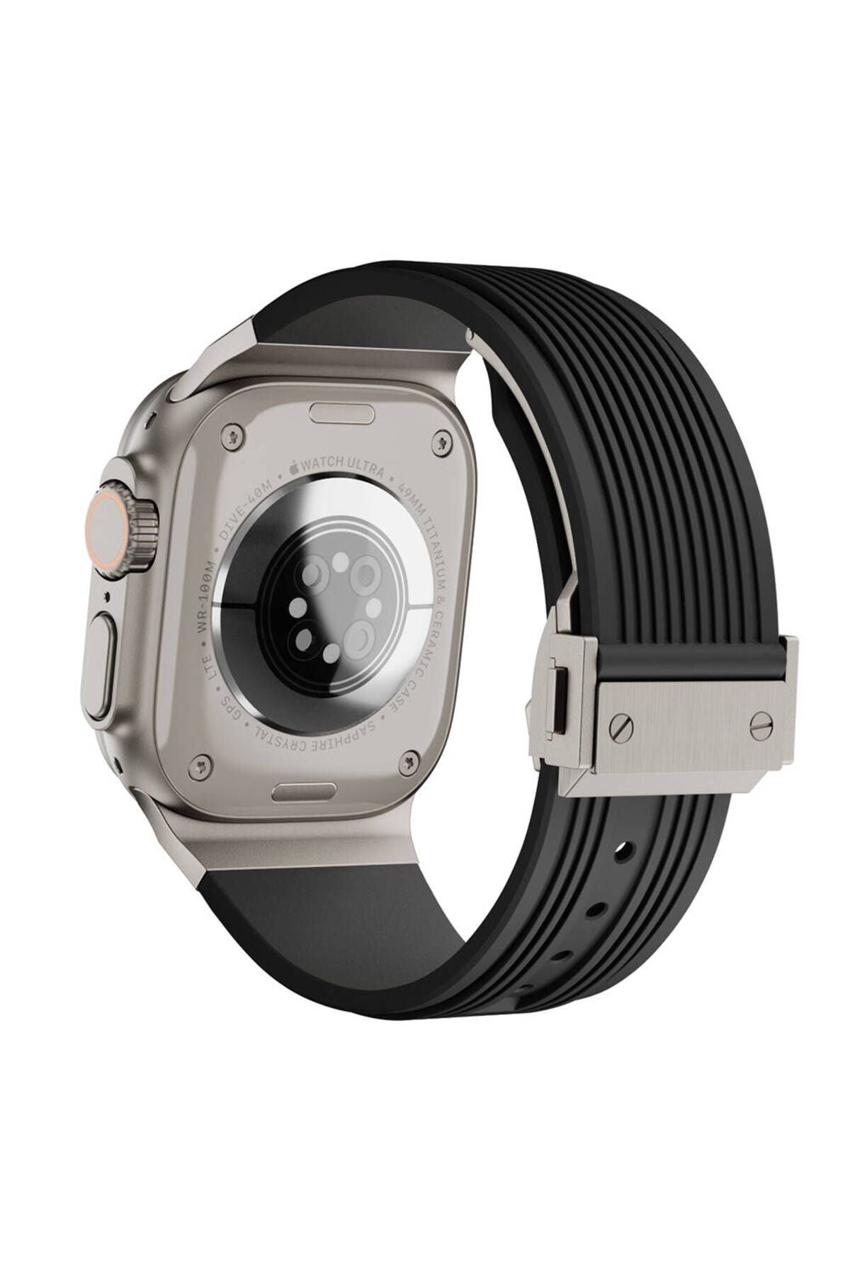 Watch Ultra 49mm CLO- KRD-113 Spor Görünümlü Silikon Kordon-Turuncu