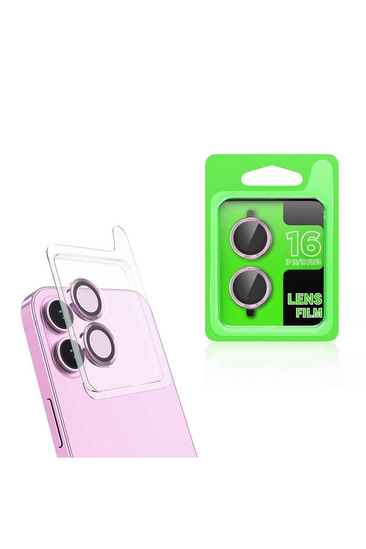 iPhone 16 Uyumlu CL-07 Kamera Lens Koruyucu-Pembe