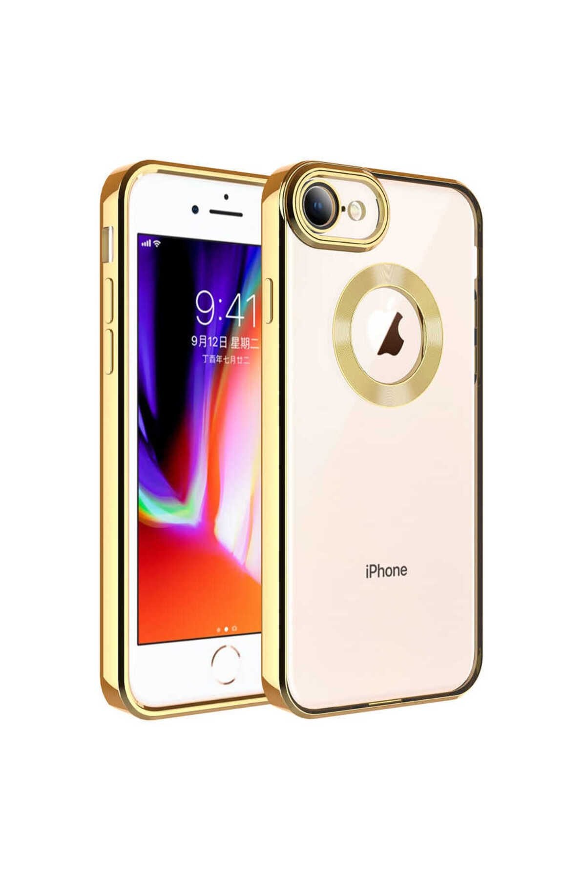 iPhone SE 2022 uyumlu Kılıf Kamera Korumalı Logo Gösteren Zore Omega Kapak - Sierra Mavi