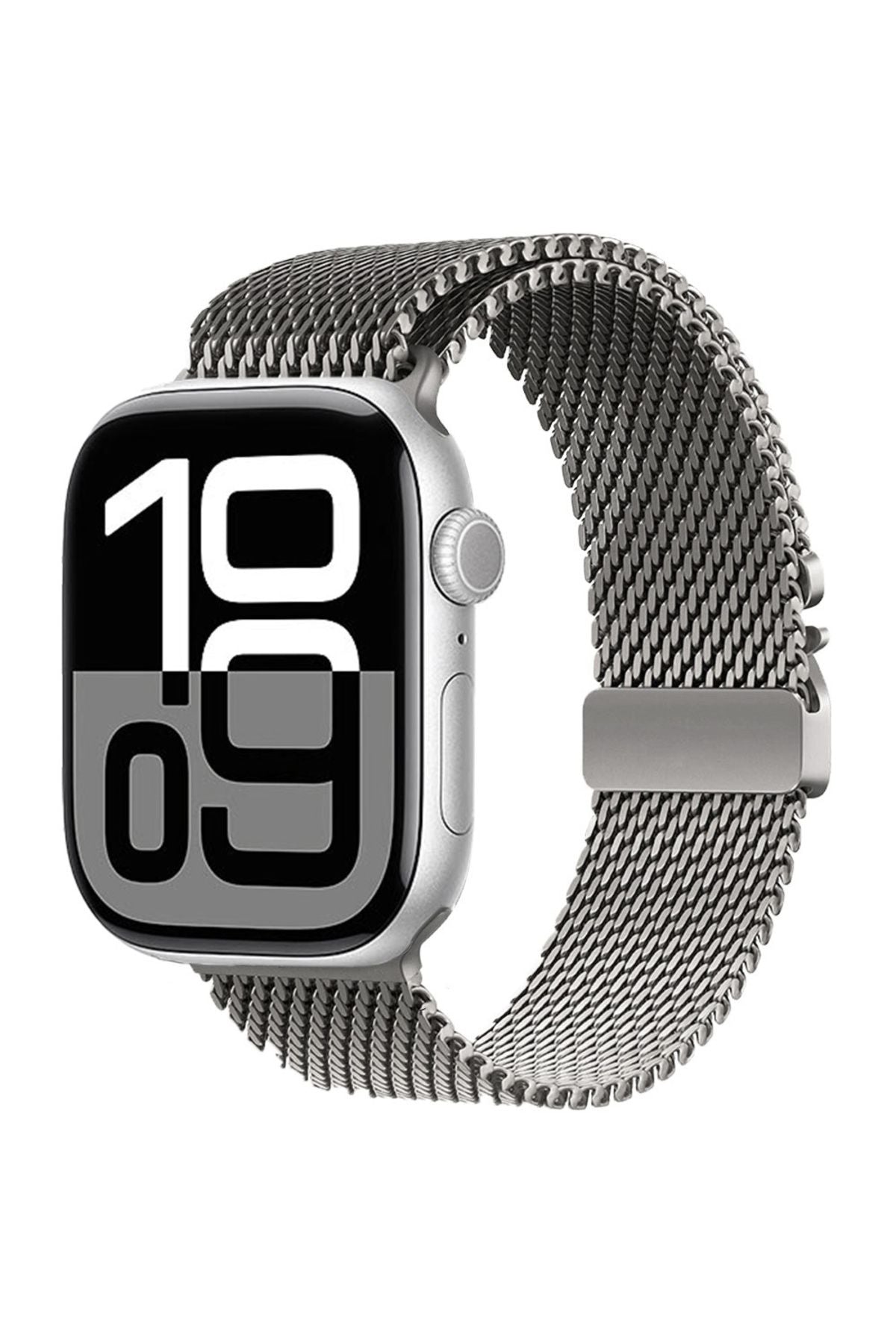 Apple Watch 10 46mm Zore KRD-121 Metal Hasır Kordon-Gri