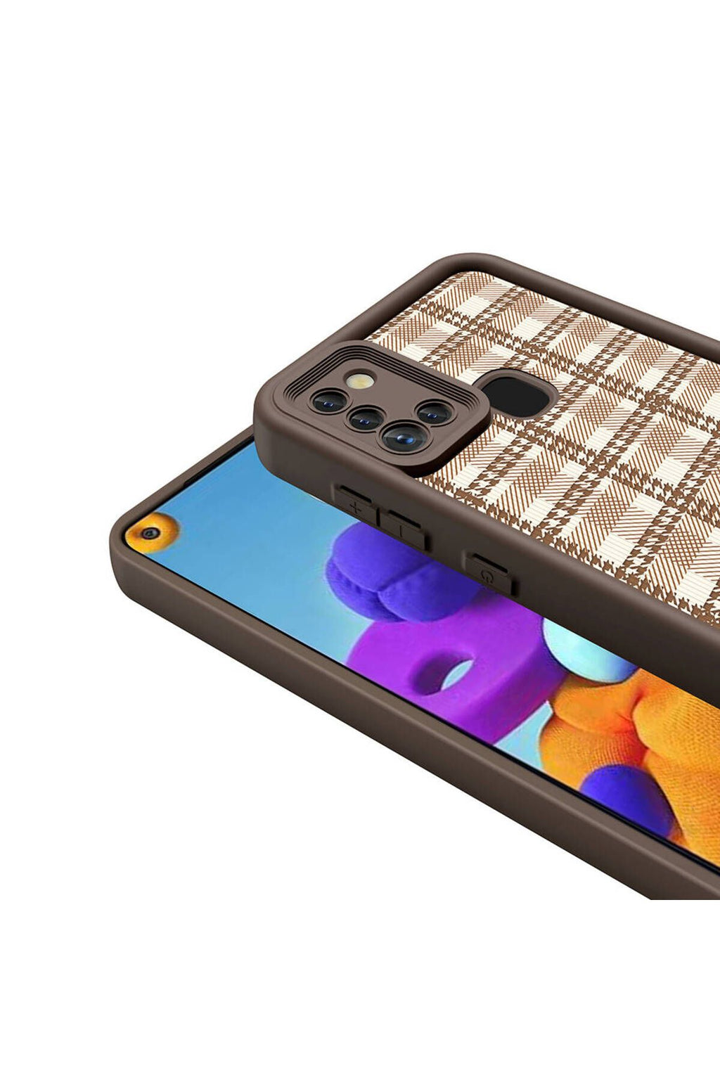 Galaxy A21S Kılıf Kamera Korumalı Baskılı Arka Yüzey GLLP Klas Kapak - Açık Kahve