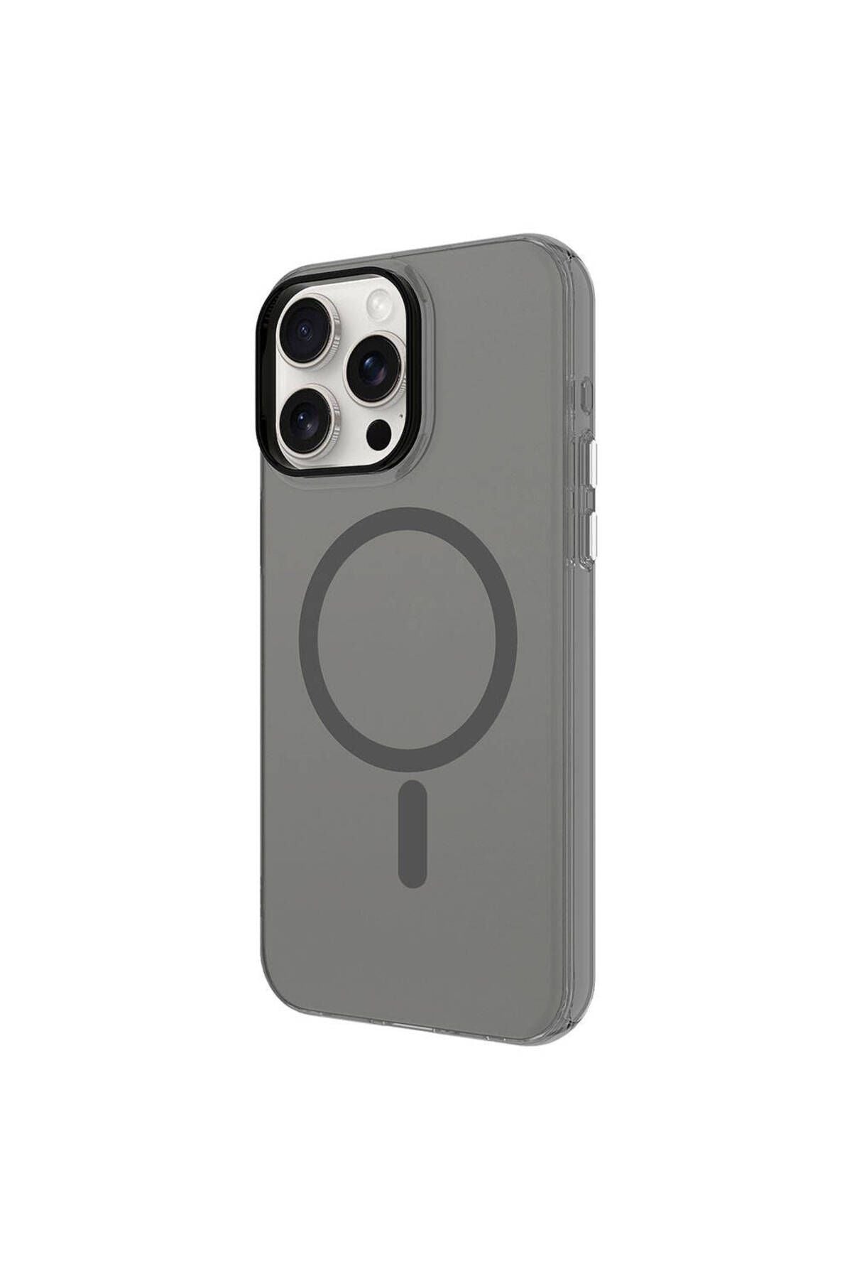 iPhone 15 Pro Max Uyumlu Zore Magsafe Şarj Özellikli Buzlu Transparan C-Pro Sert Kılıf-Turuncu