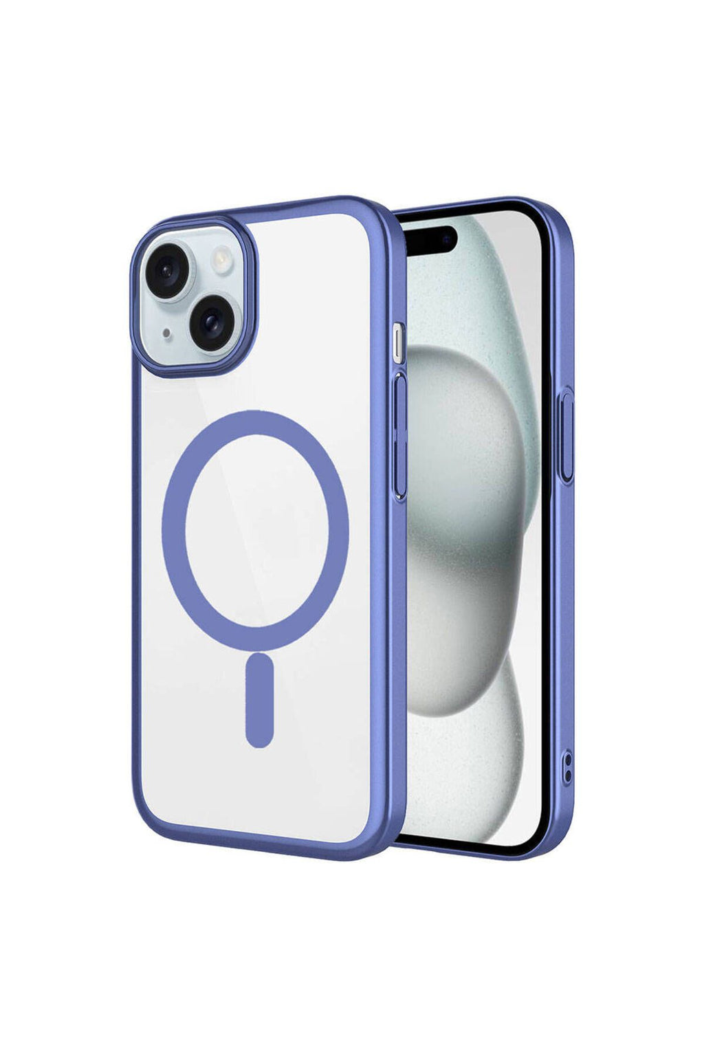 iPhone 15 Uyumlu Wireless Şarj Özellikli Sert PC Zore Mat Riksos Magsafe Kılıf-Mavi