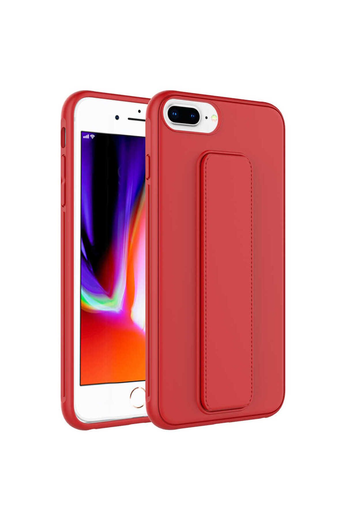 iPhone 8 Plus Kılıf Zore Qstand Kapak - Kırmızı