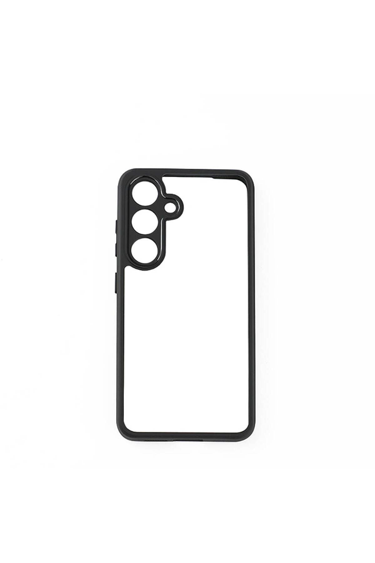 Galaxy S24 Uyumlu Kamera Korumalı Şeffaf Arka Yüzey Zore New Roll Kılıf-Siyah