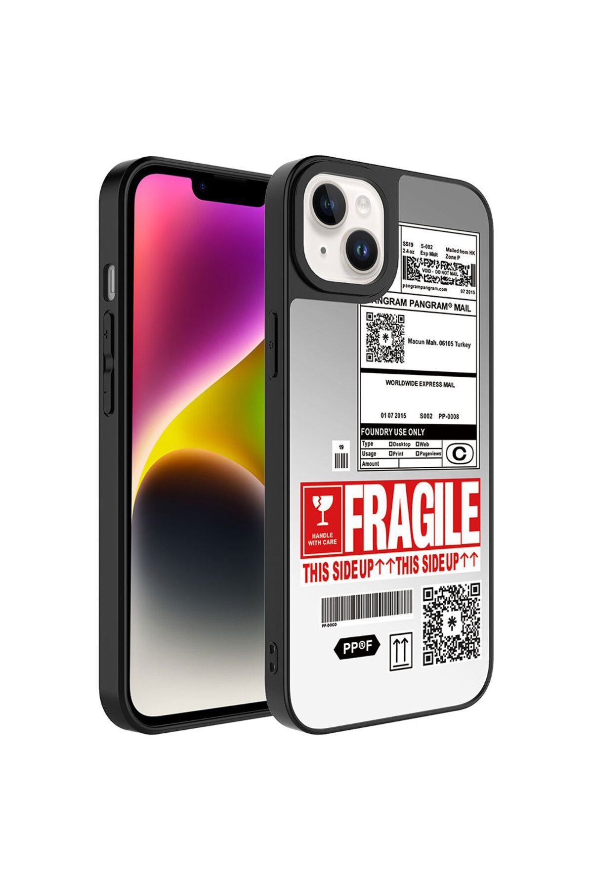 iPhone 14 Uyumlu Aynalı Desenli Kamera Korumalı Parlak Zore Mirror Kılıf-Fragile
