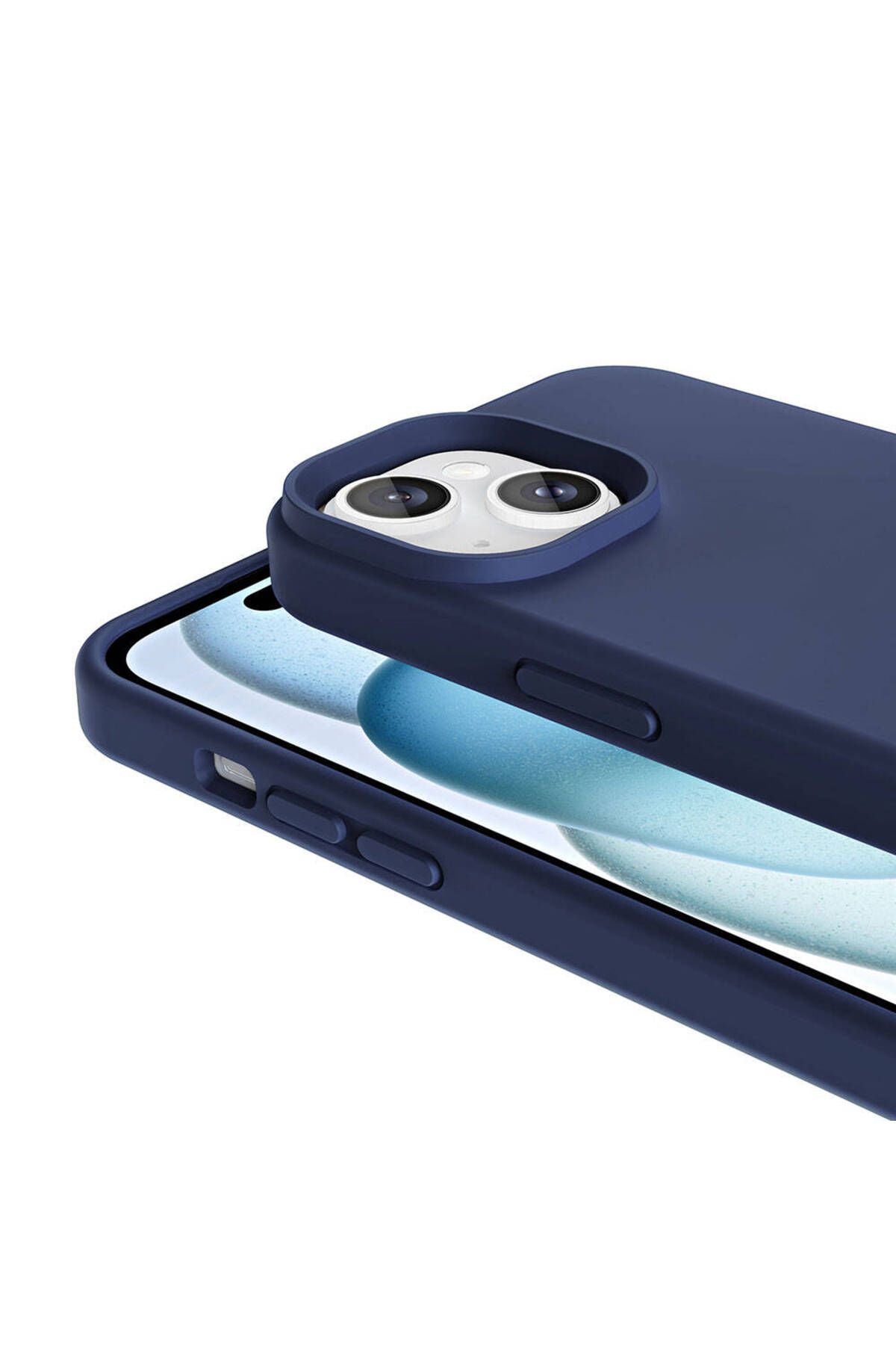 iPhone 15 Plus Kılıf Magsafe Şarj Özellikli Sıvı Teknolojili Silinebilir Sert Zore Kivi Kapak-Siyah