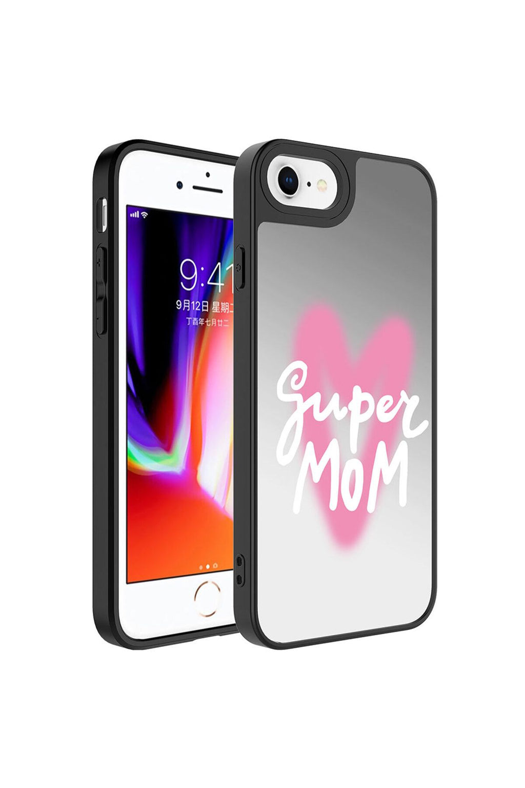 iPhone 8 Plus Kılıf Aynalı Desenli Kamera Korumalı Parlak Zore Mirror Kapak - Süper Anne