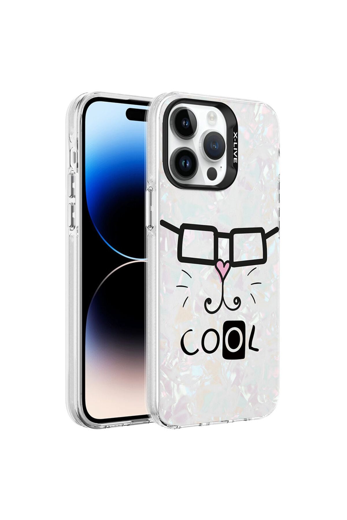 iPhone 14 Pro Uyumlu Mermer Desenli Zore Marbello Kılıf-Beyaz