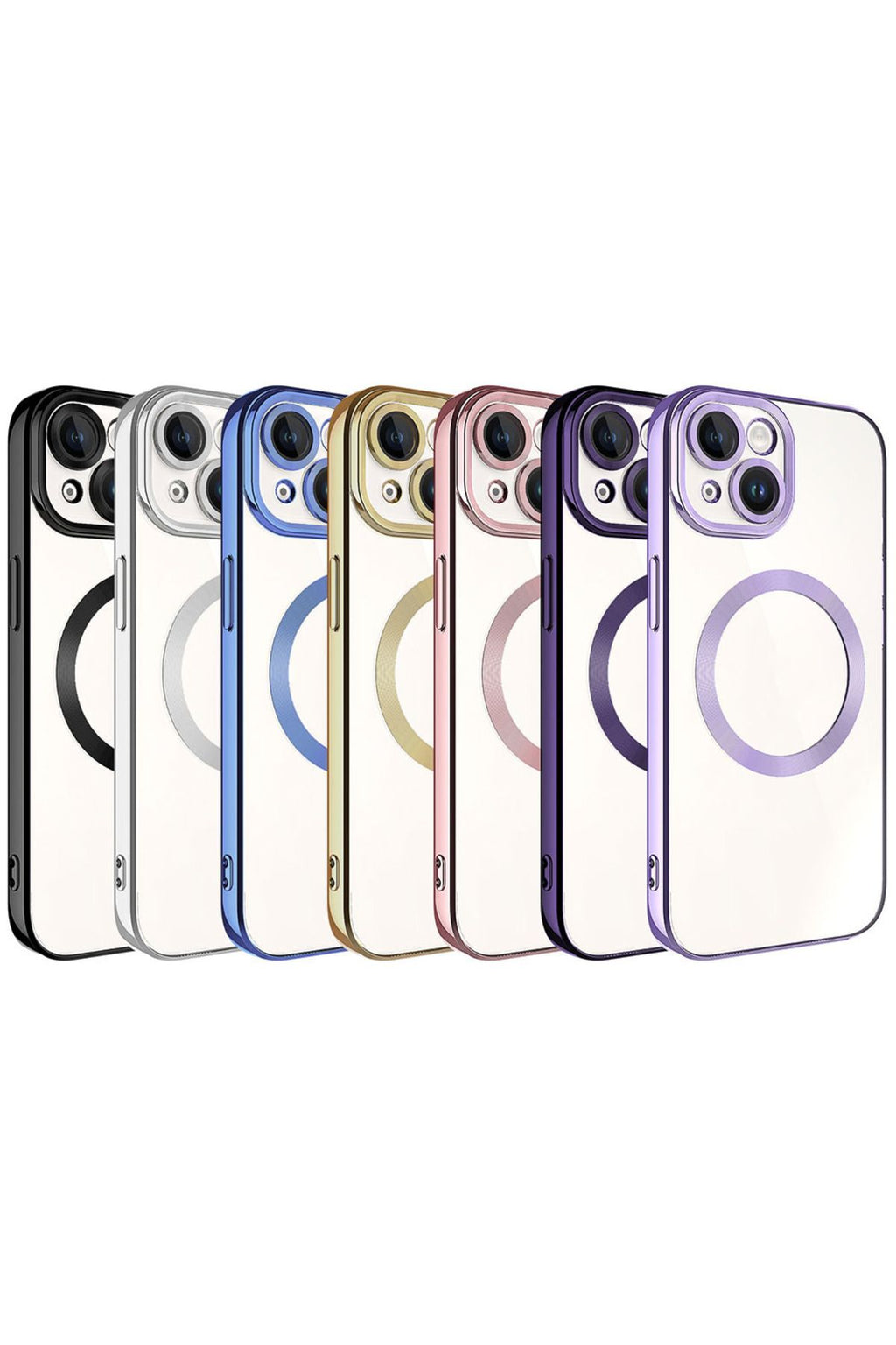 iPhone 15 Plus Uyumlu Magsafe Wireless Şarj Özellikli Zore Setro Silikon-Gold