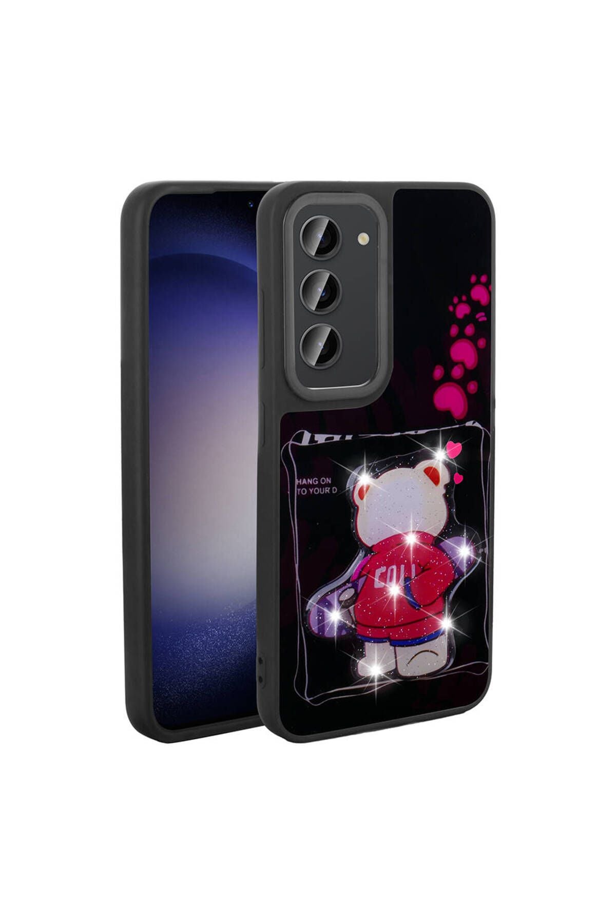 Galaxy S23 Kılıf Parlayan Kabartmalı İkonik Figürlü Zore Amas Silikon Kapak - Beyaz