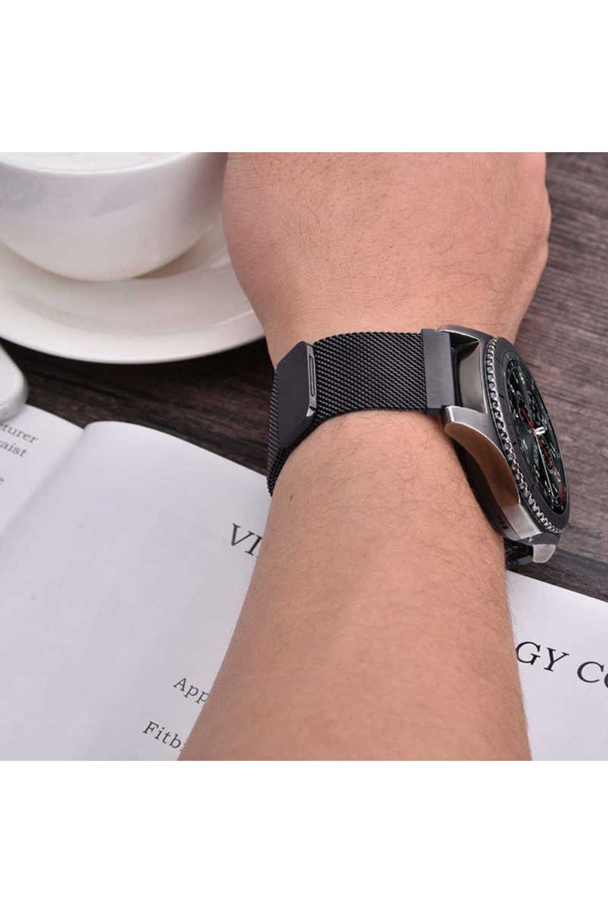 Galaxy Watch 42mm (20mm) Uyumlu KRD-12 Metal Zore Kordon-Siyah