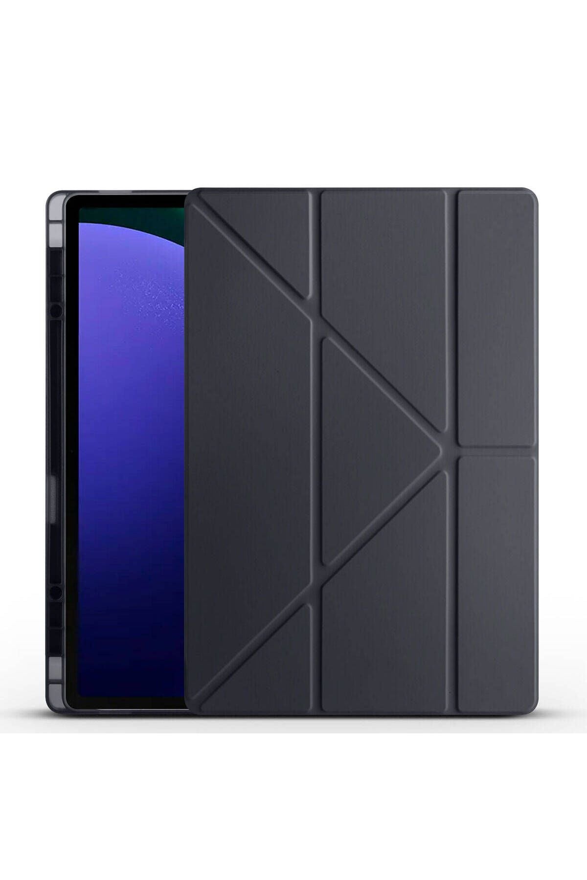 Galaxy Tab S9 Ultra Kılıf  Uyumlu Zore Tri Folding Kalem Bölmeli Standlı Kılıf-Rose Gold