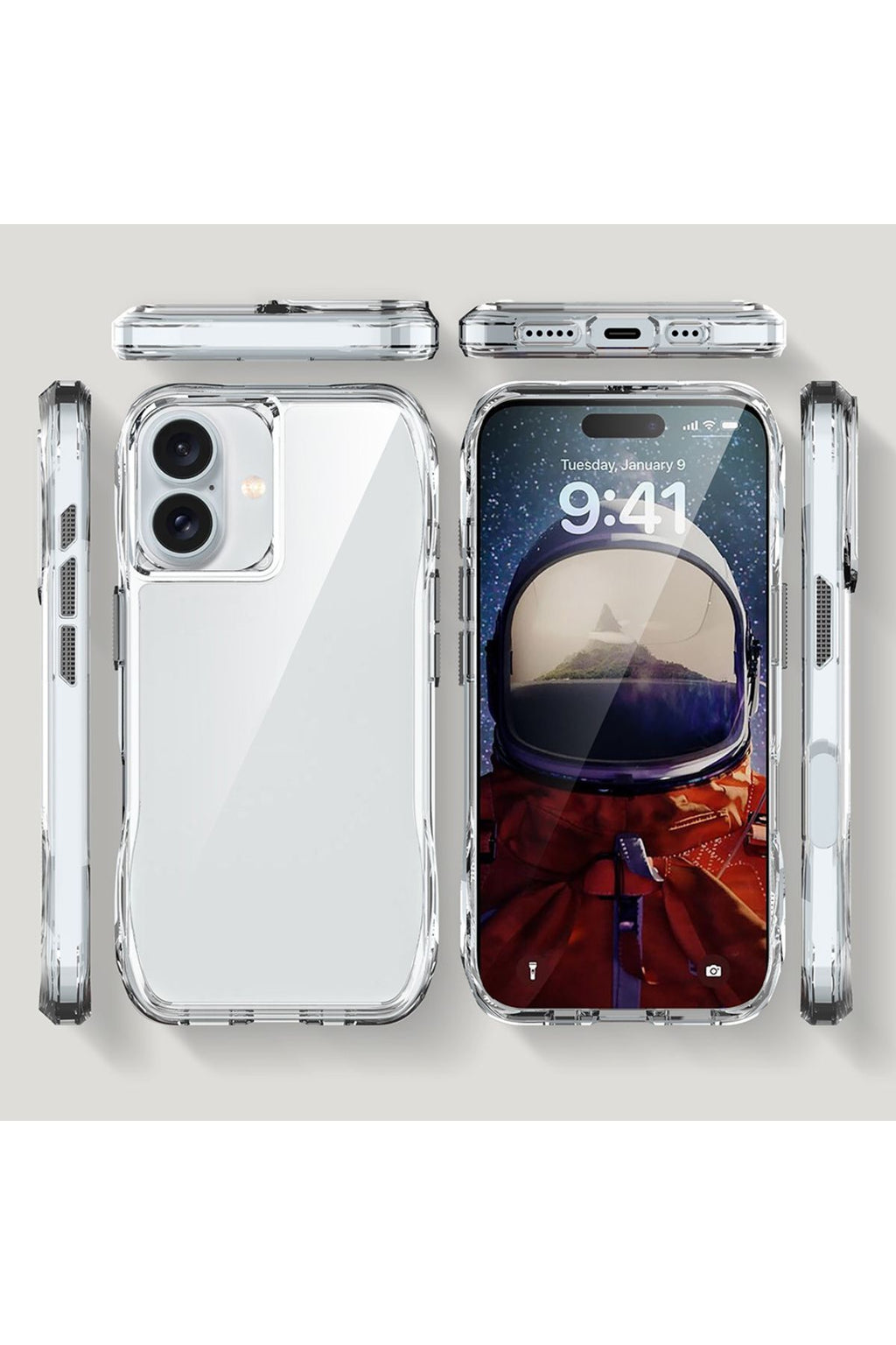 iPhone 16 uyumlu  Kılıf Airbagli Şeffaf RNTC İncek Kapak - Şeffaf