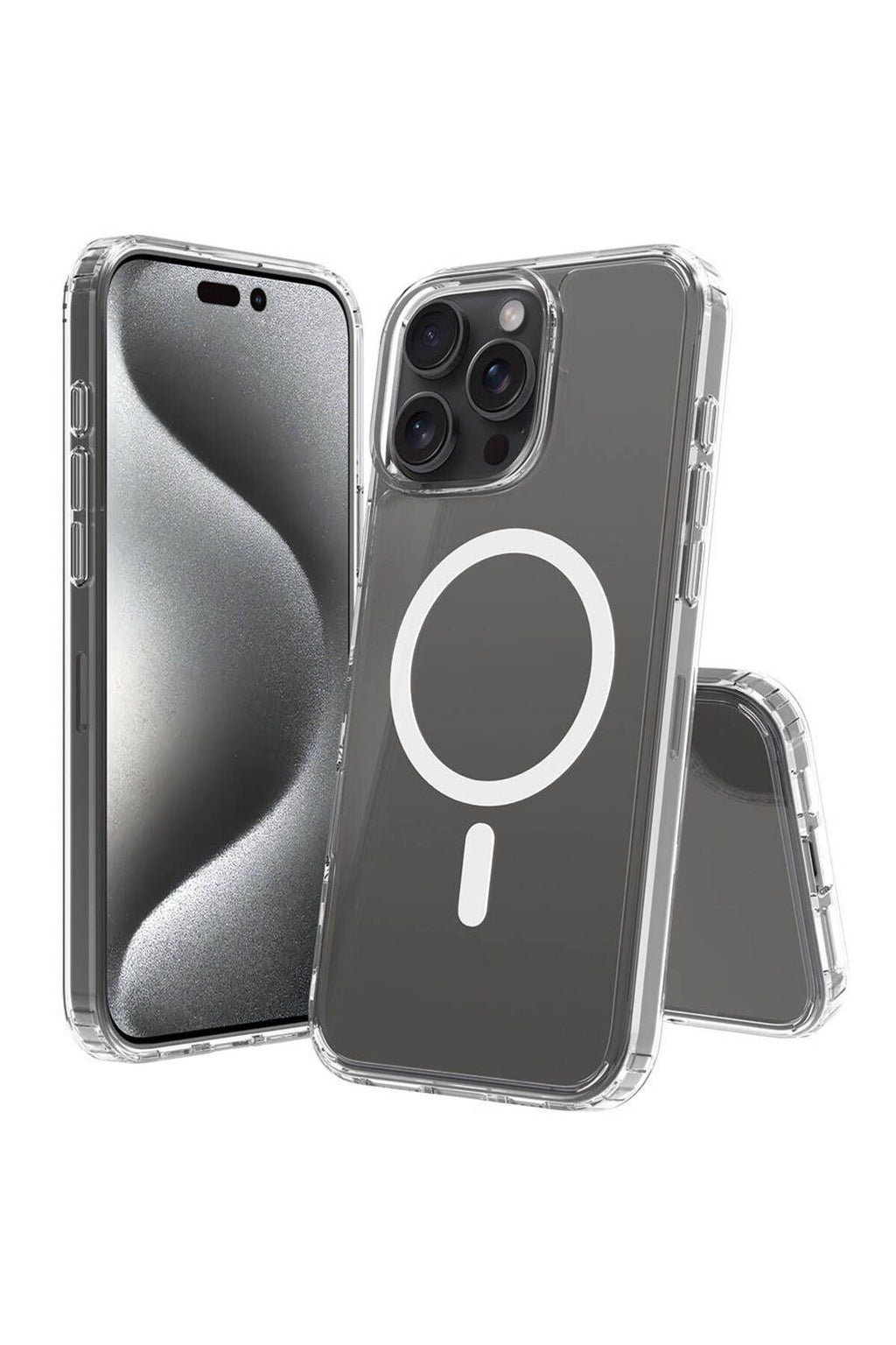 Apple iPhone 16 Pro Max Kılıf Magsafe Şarj Özellikli Şeffaf Sert PC Zore Embos Kapak-Şeffaf
