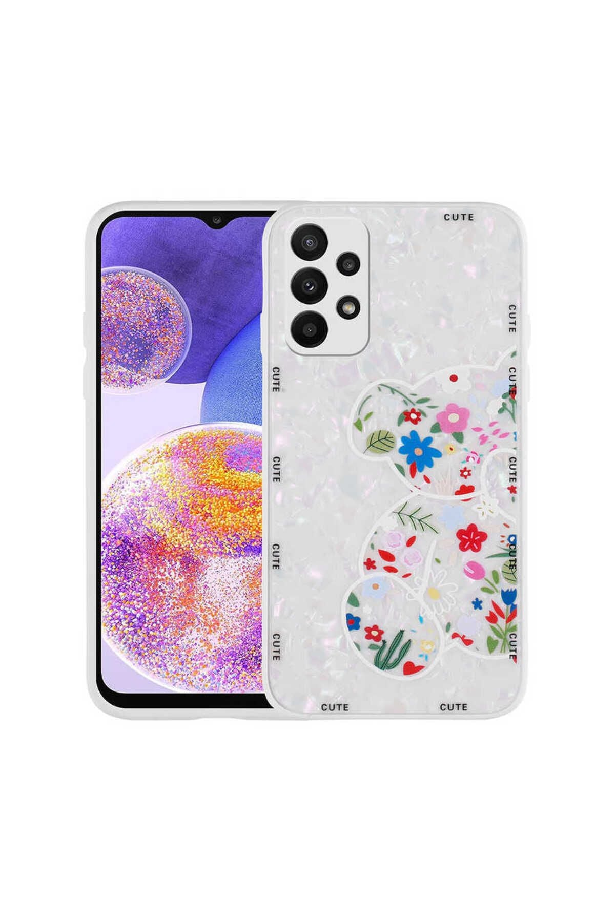 Galaxy A33 5G Kılıf Desenli Sert Silikon Zore Mumila Kapak - White Cat