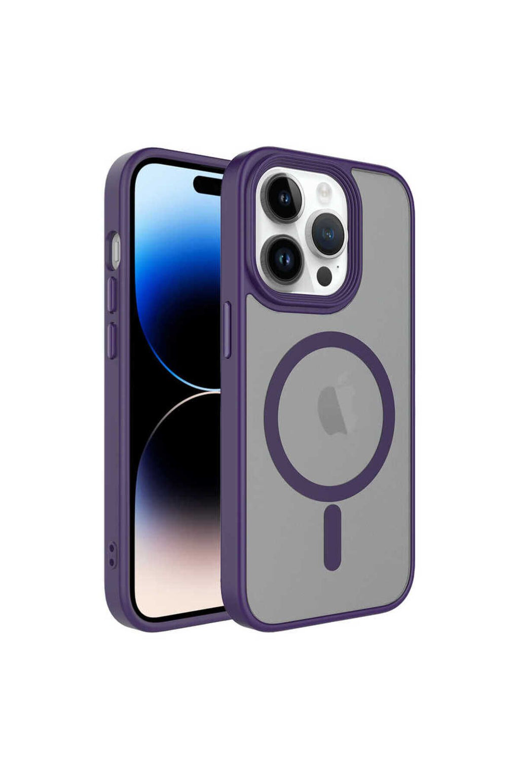 iPhone 14 Pro Uyumlu Mat Arka Yüzey Wireless Şarj Özellikli Zore Flet Magsafe Kılıf-Derin Mor