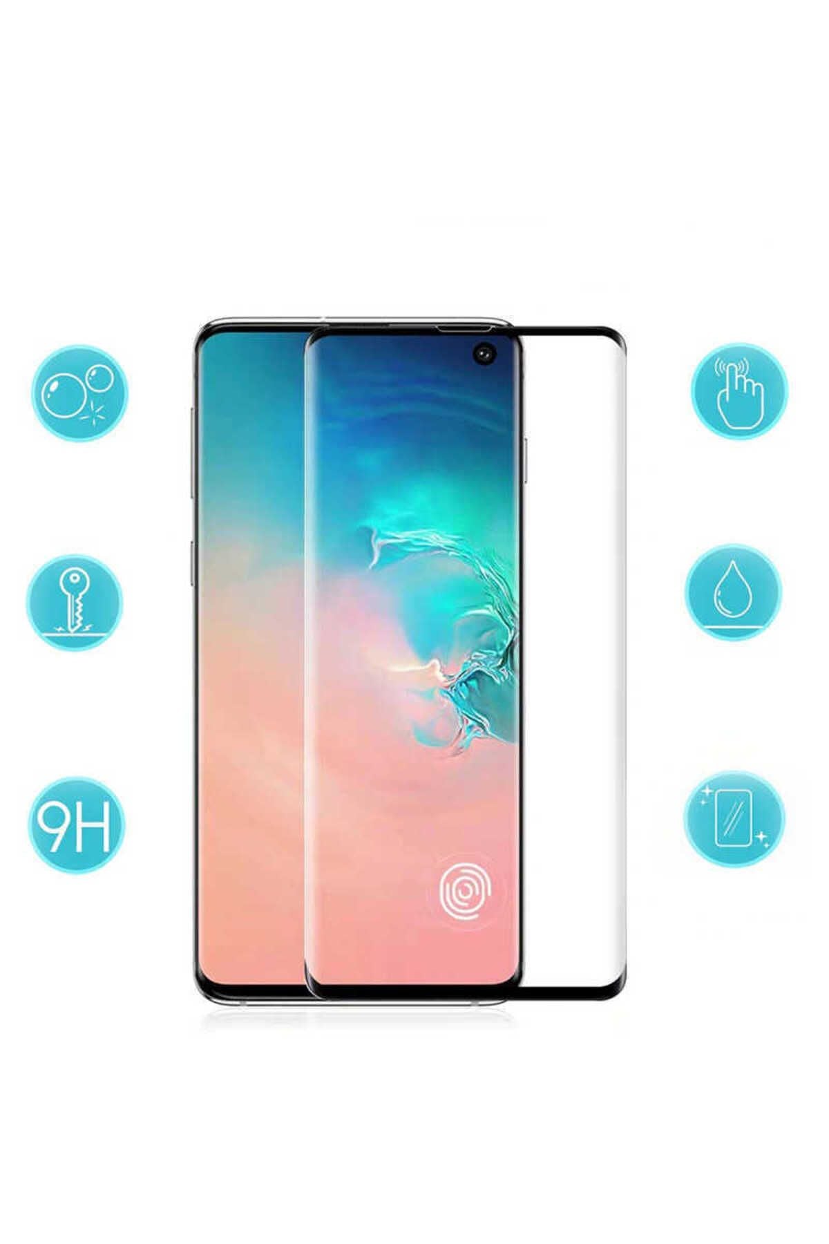 Galaxy S10 Plus Uyumlu Zore Kavisli Full Yapışkanlı Cam Ekran Koruyucu