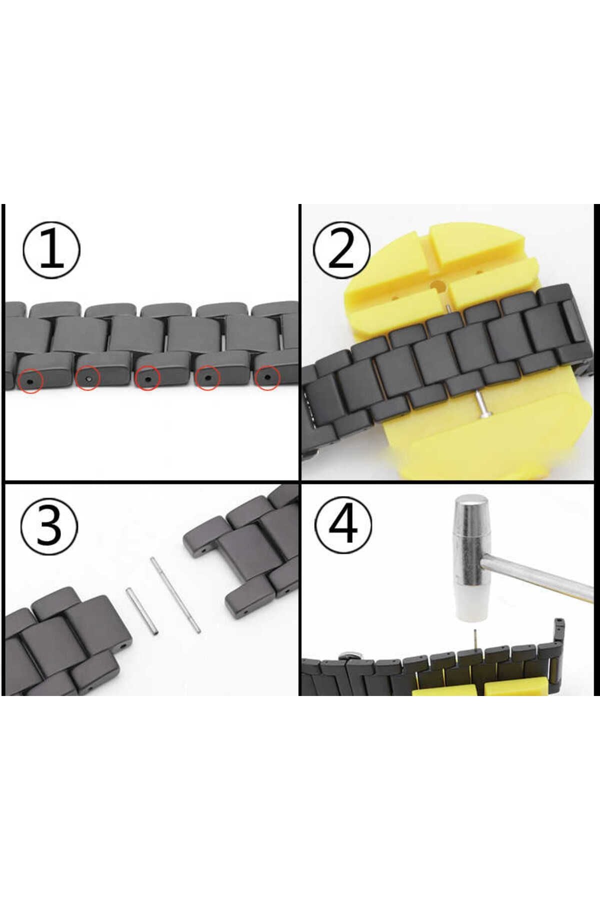 Galaxy Watch 42mm (20mm) Mat Seramik Metal Zore Kordon-Siyah