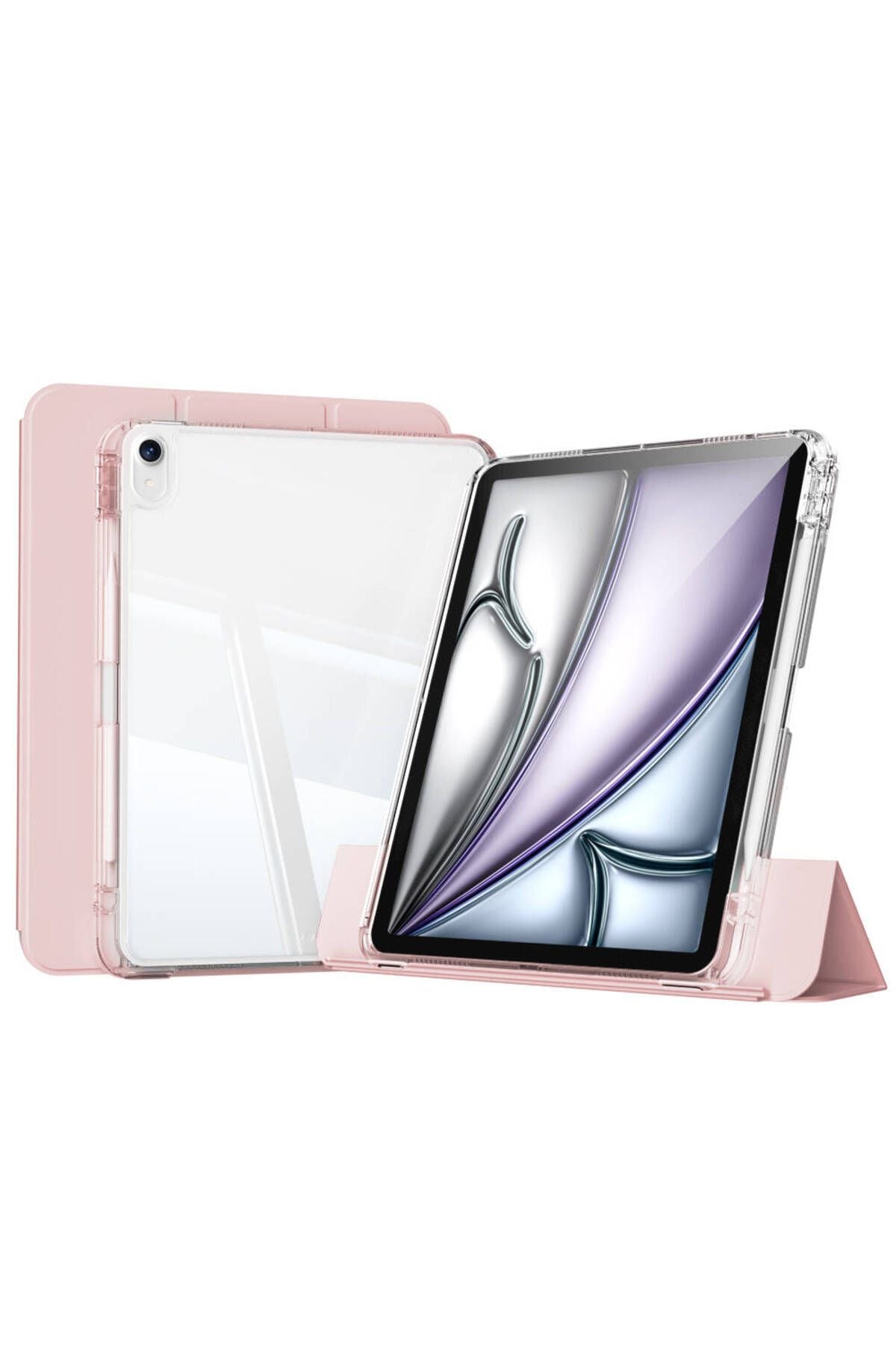 iPad Air 13 2024 Kılıf Magnetik Ayrılabilen Airbagli Zore Sliding Tablet Kılıfı - Pembe
