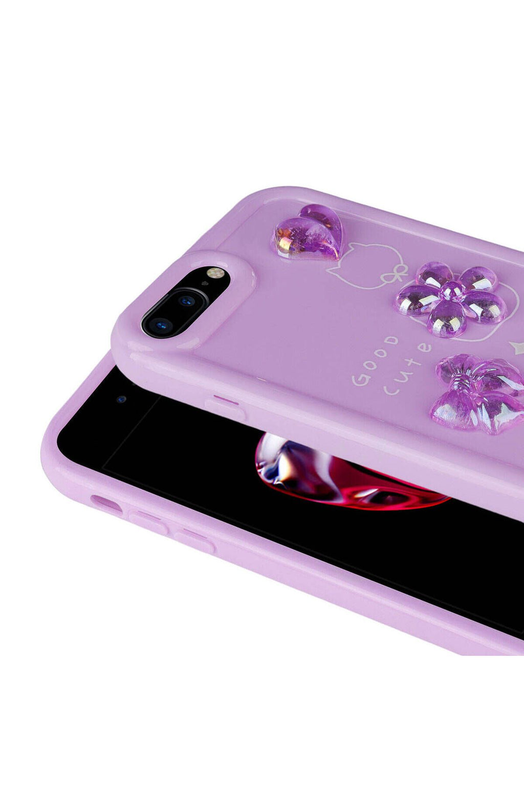 iPhone 8 Plus Kılıf Kabartma Figürlü Parlak WNX Toys Silikon Kapak - Açık Yeşil