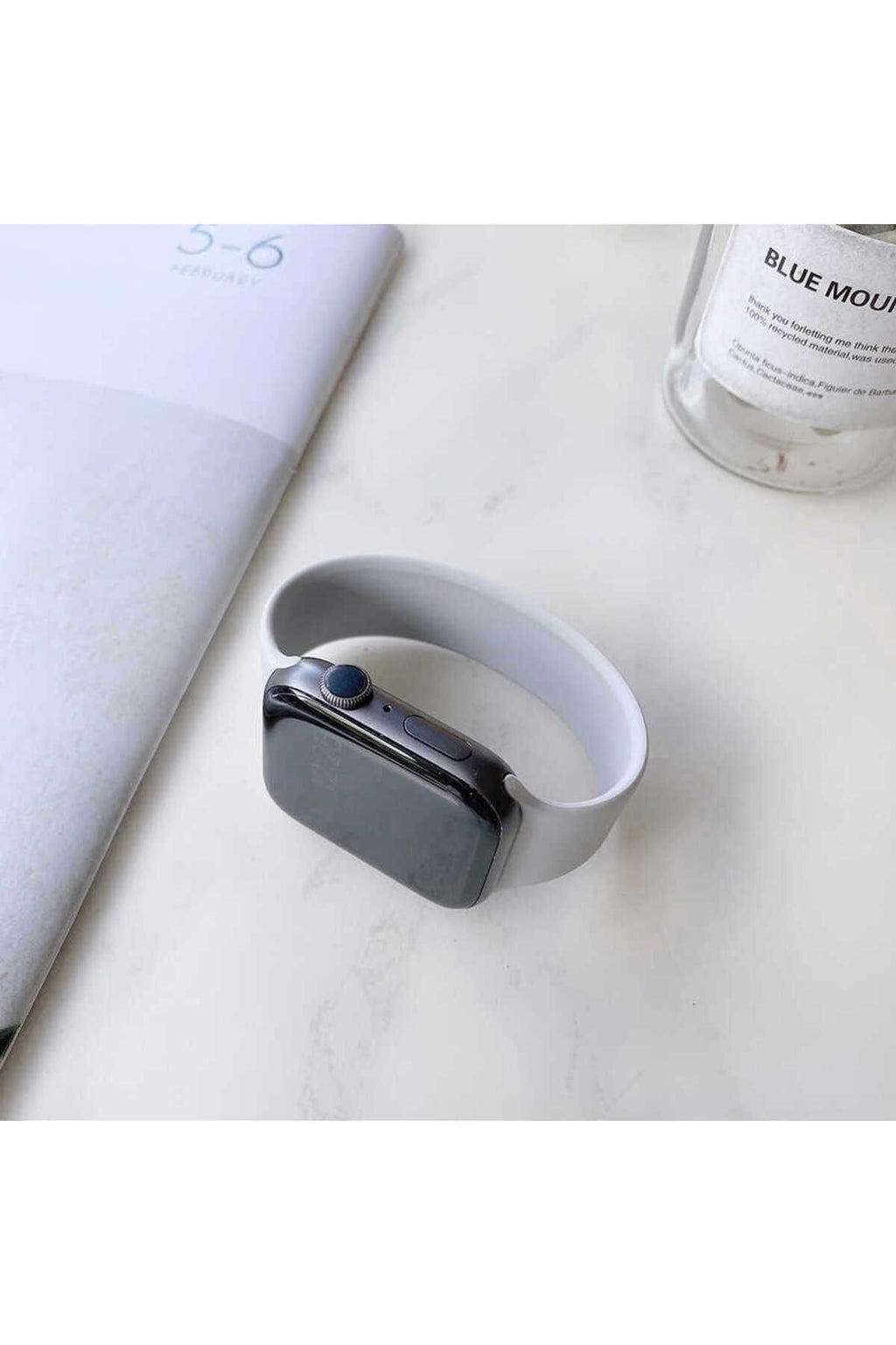 Watch 38mm Uyumlu KRD-31 Solo Loop Large Zore Kordon-Gri