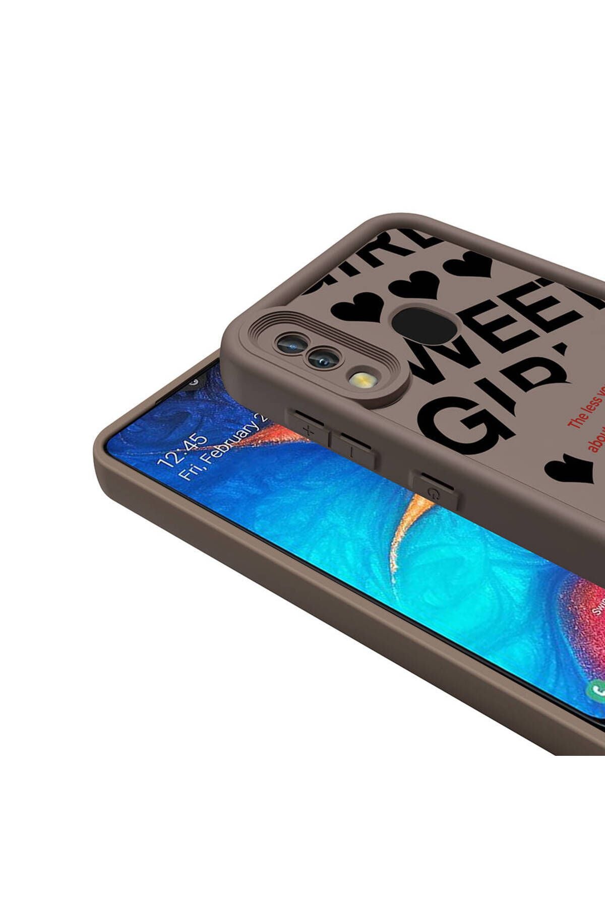 Galaxy A30 Kılıf Kamera Korumalı Baskılı Arka Yüzey RNTC Klas Kapak - Koyu Kahve