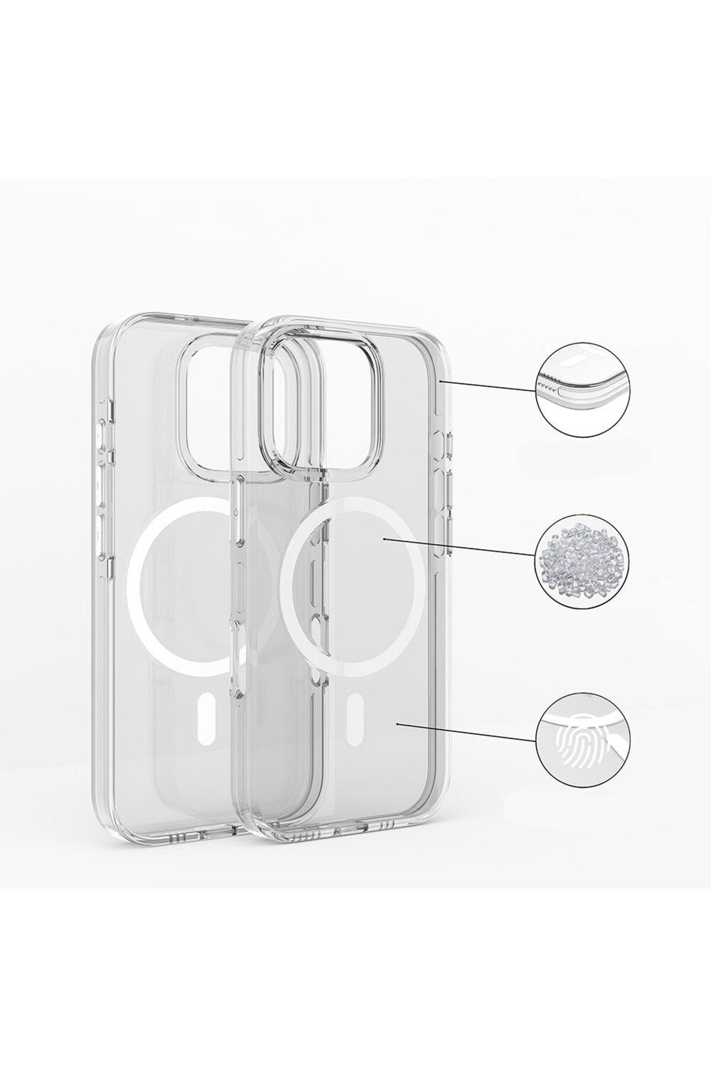 iPhone 16 Pro Kılıf Magsafe Şarj Özellikli Kamera Korumalı Zore Kripto Kapak - Şeffaf